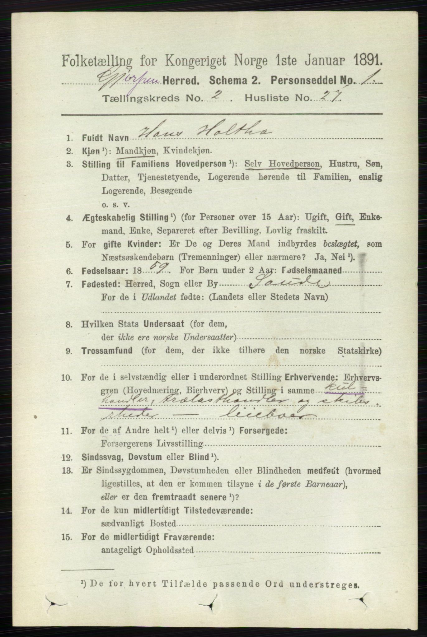 RA, 1891 census for 0812 Gjerpen, 1891, p. 946