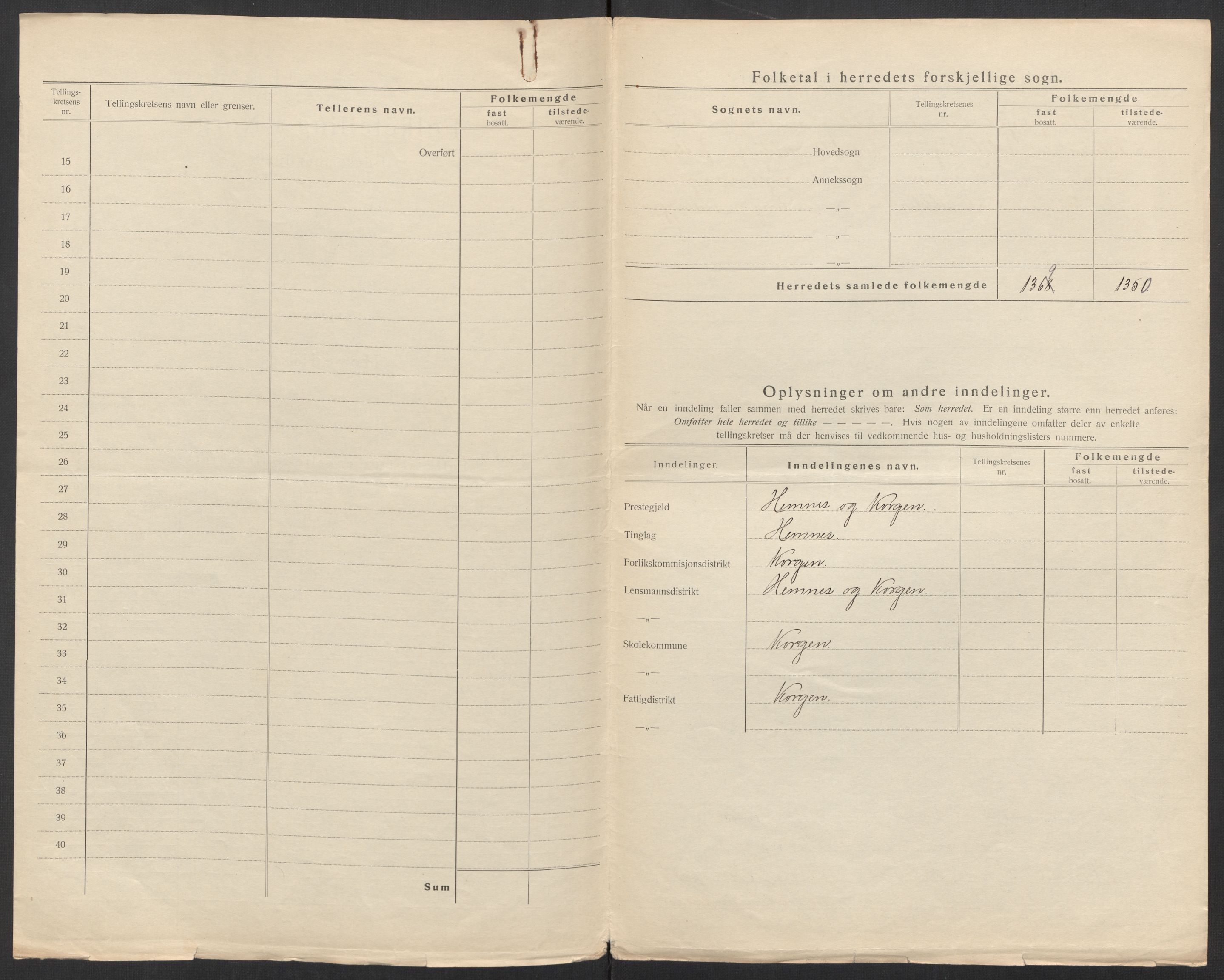 SAT, 1920 census for Korgen, 1920, p. 4