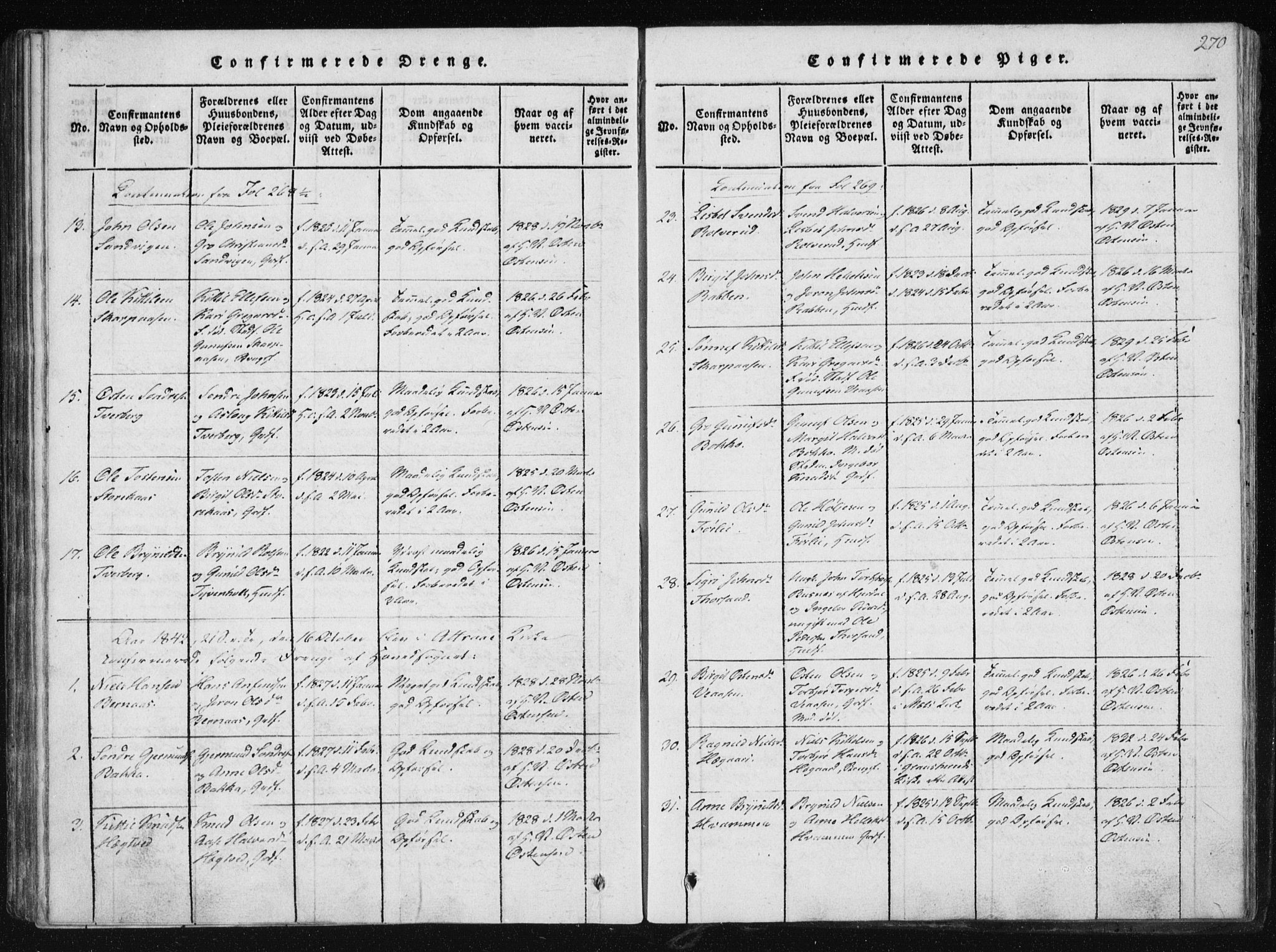 Tinn kirkebøker, SAKO/A-308/F/Fb/L0001: Parish register (official) no. II 1, 1815-1843, p. 270