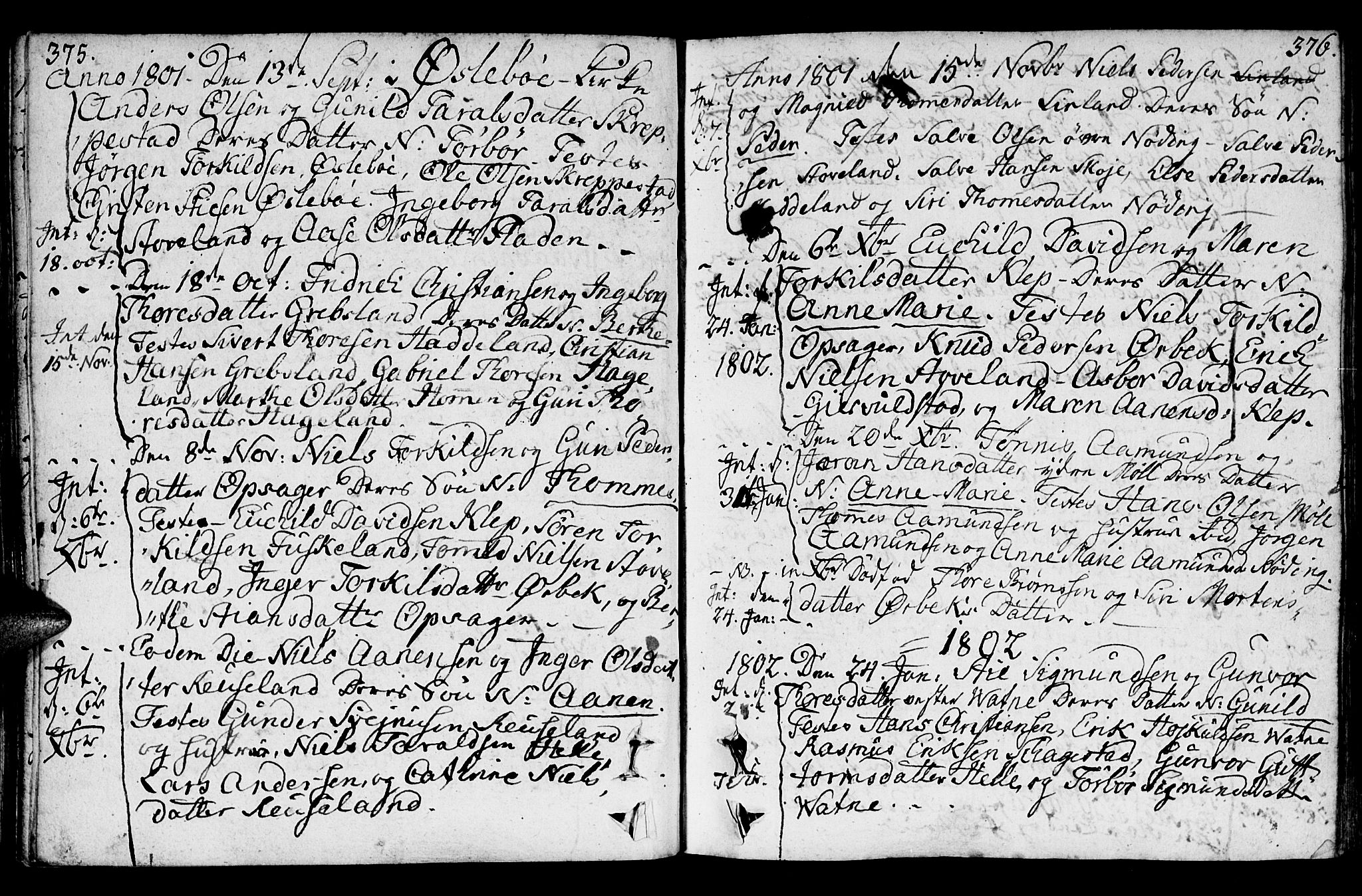 Holum sokneprestkontor, SAK/1111-0022/F/Fa/Faa/L0003: Parish register (official) no. A 3, 1780-1821, p. 375-376