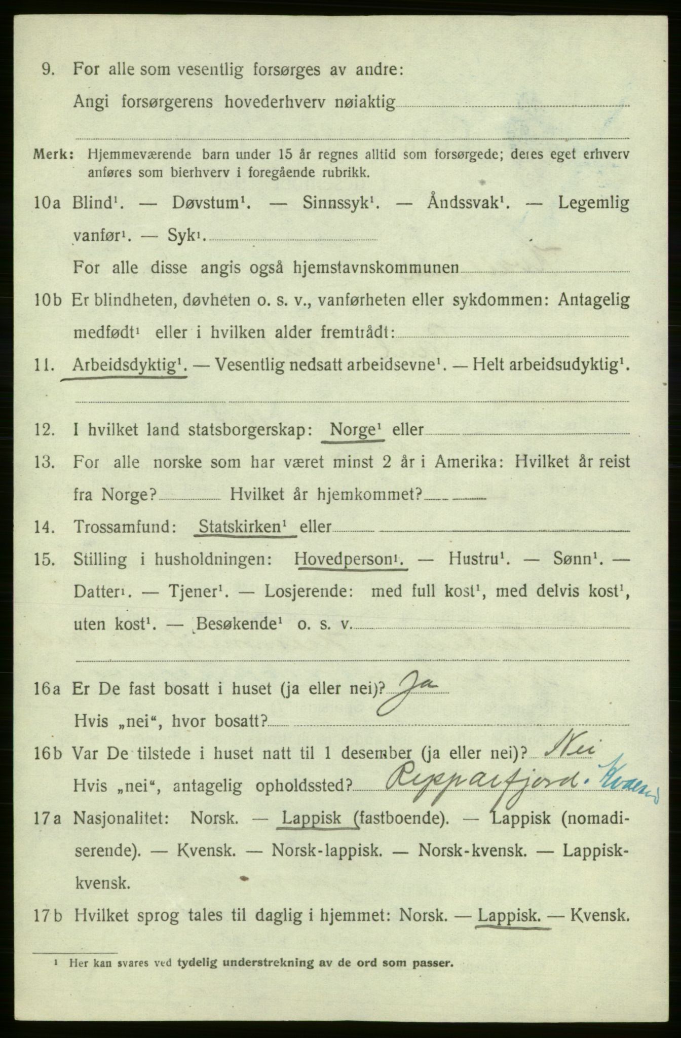 SATØ, 1920 census for , 1920, p. 2887