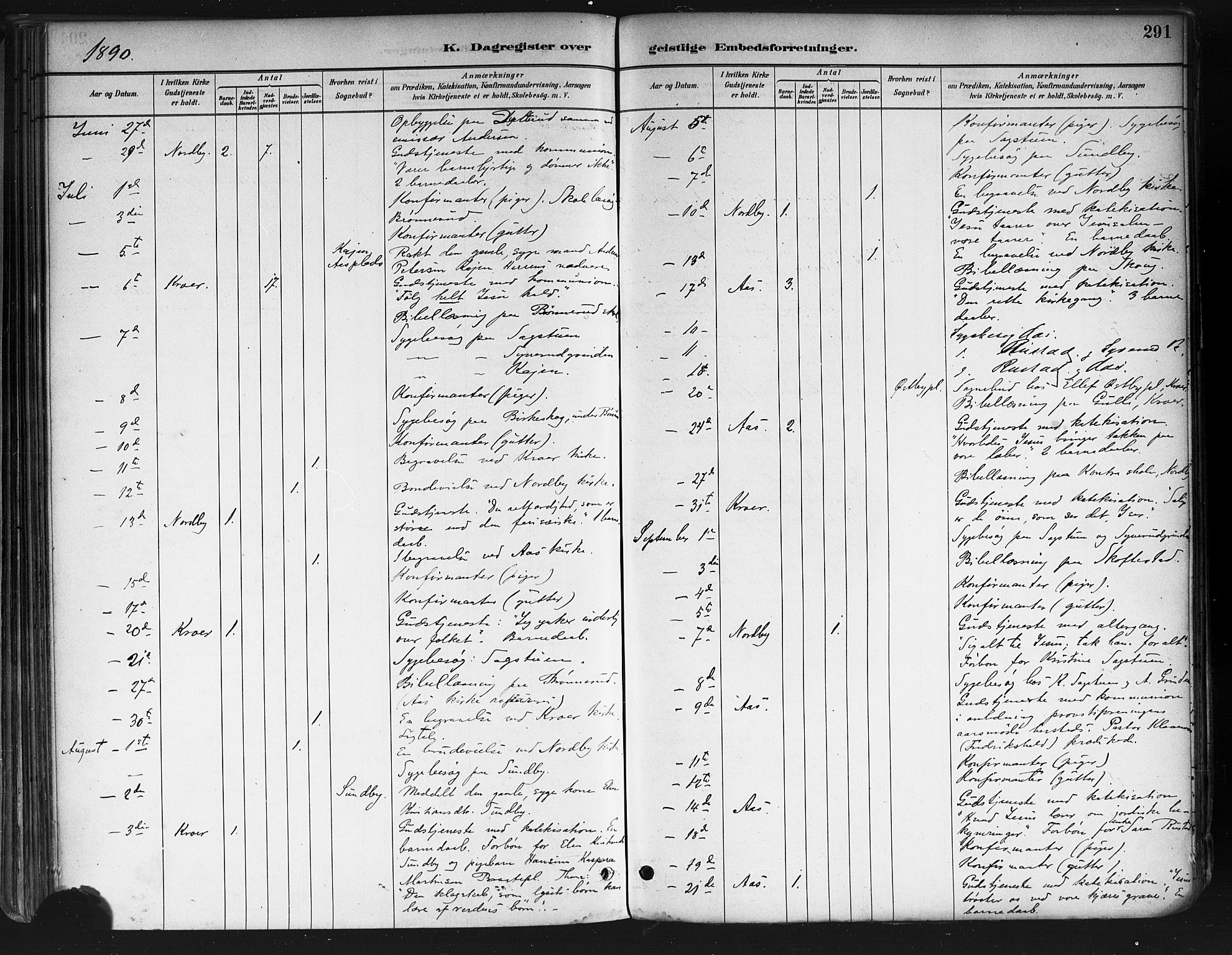 Ås prestekontor Kirkebøker, AV/SAO-A-10894/F/Fa/L0009: Parish register (official) no. I 9, 1881-1900, p. 291