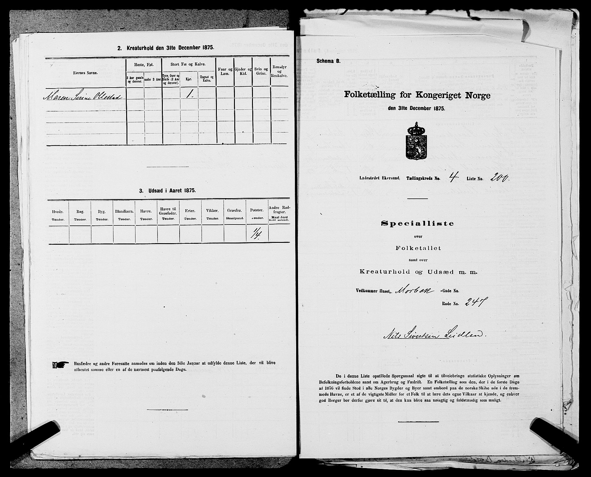 SAST, 1875 census for 1101B Eigersund parish, Egersund town, 1875, p. 428