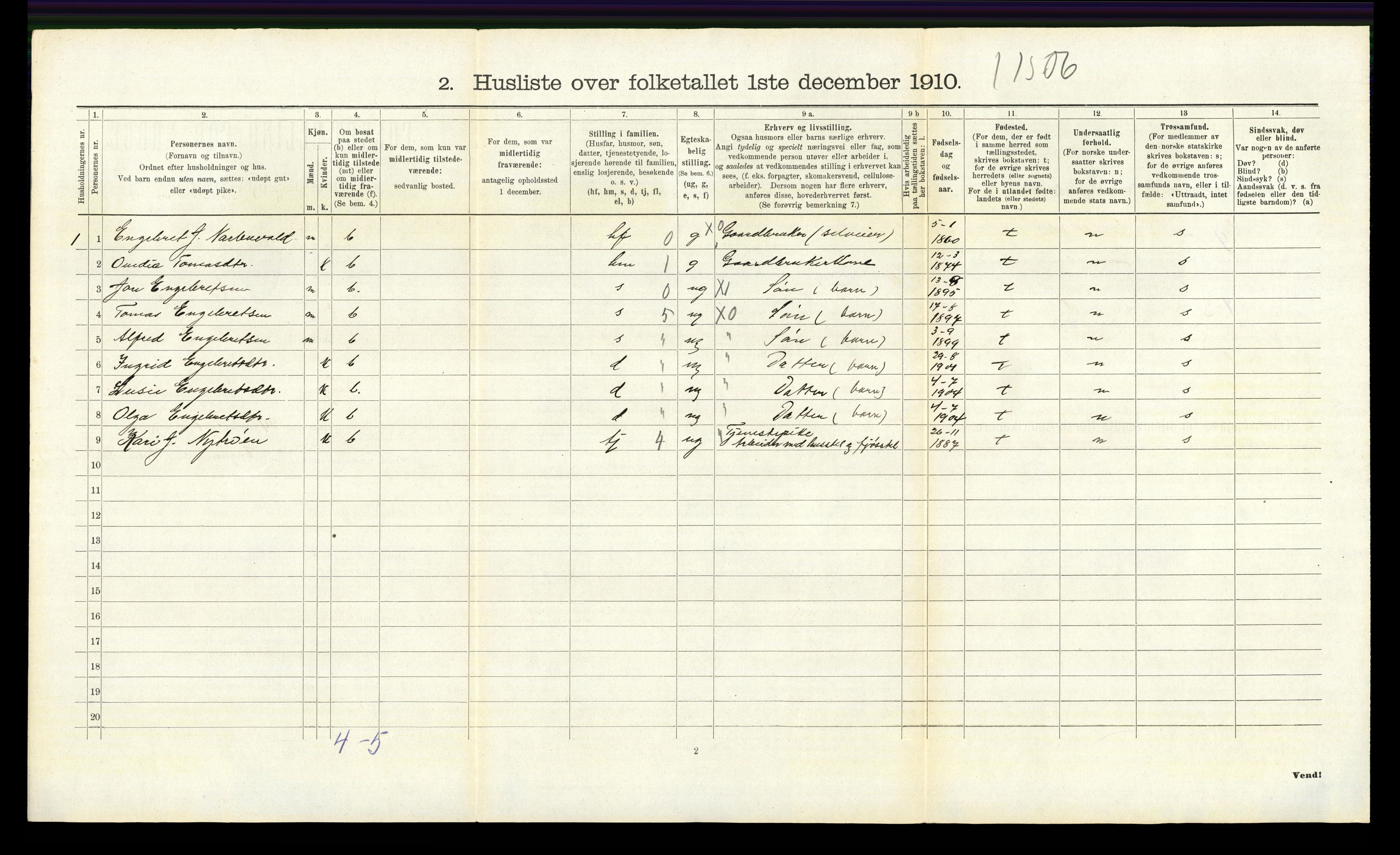 RA, 1910 census for Tolga, 1910, p. 735