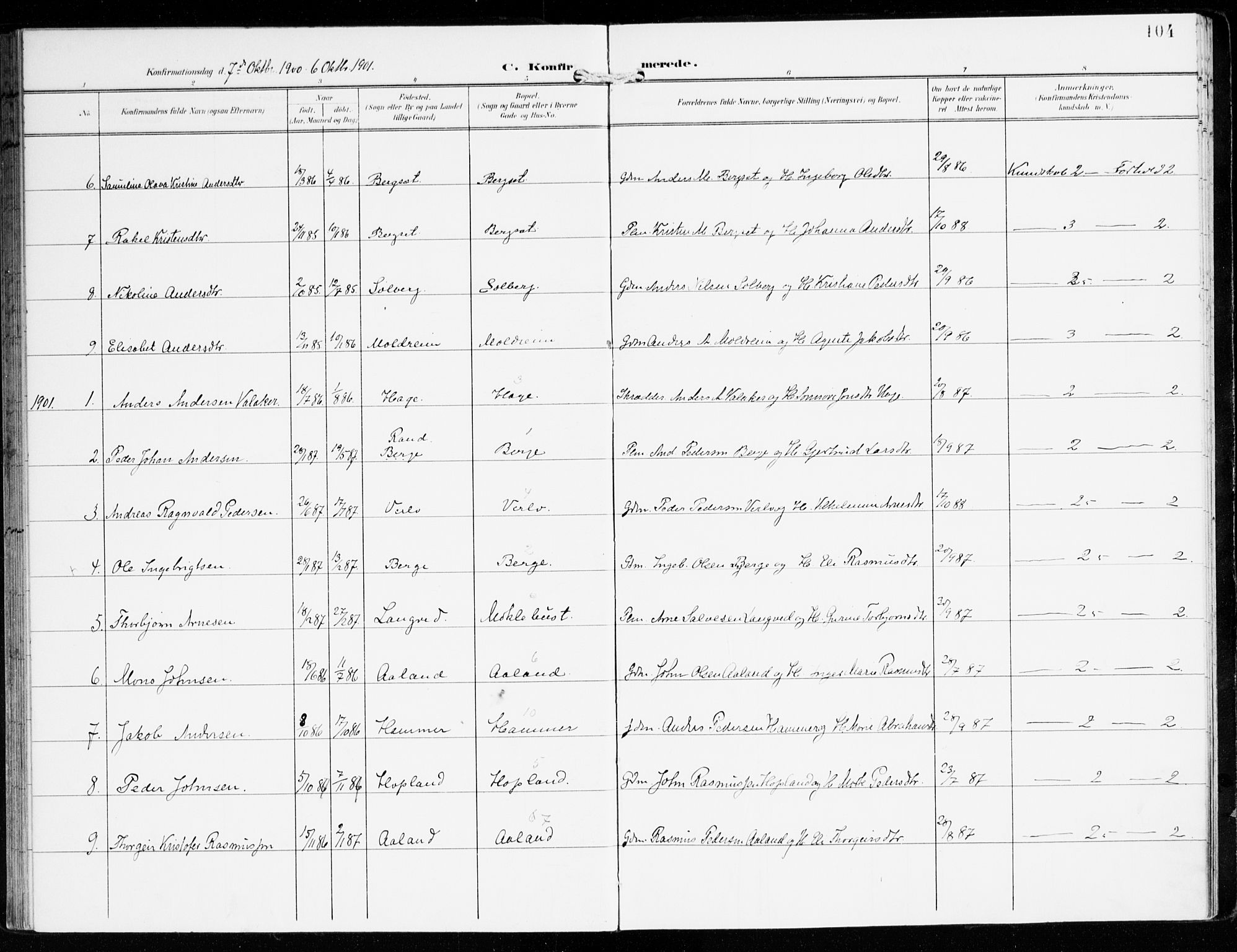 Innvik sokneprestembete, AV/SAB-A-80501: Parish register (official) no. D 2, 1900-1921, p. 104