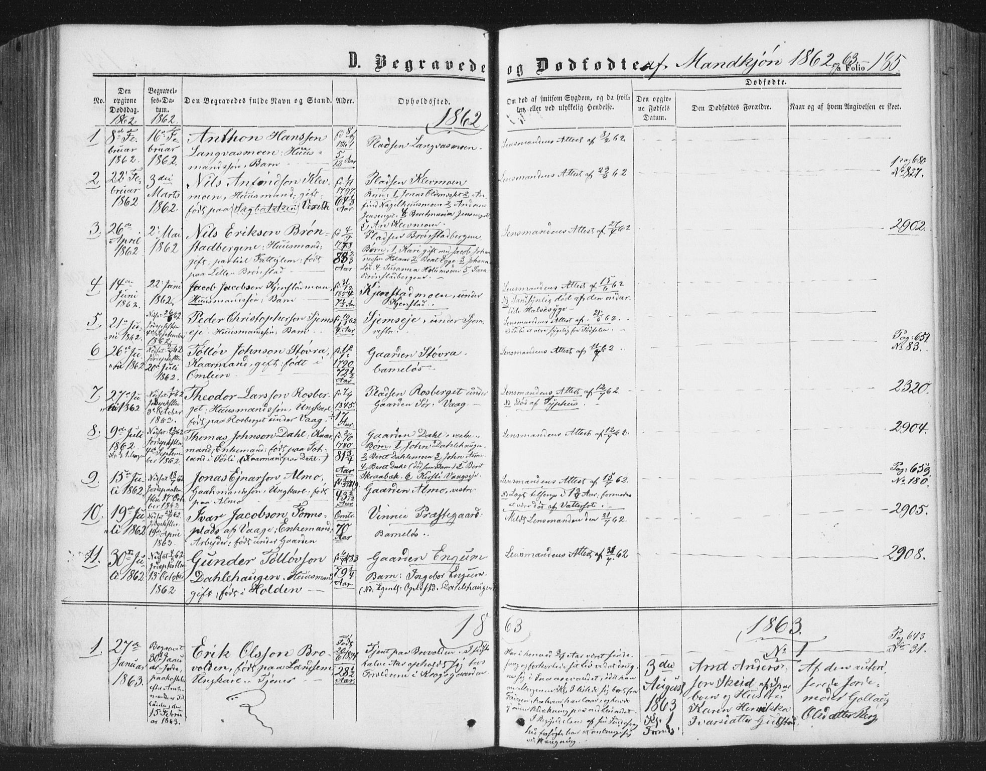 Ministerialprotokoller, klokkerbøker og fødselsregistre - Nord-Trøndelag, SAT/A-1458/749/L0472: Parish register (official) no. 749A06, 1857-1873, p. 185