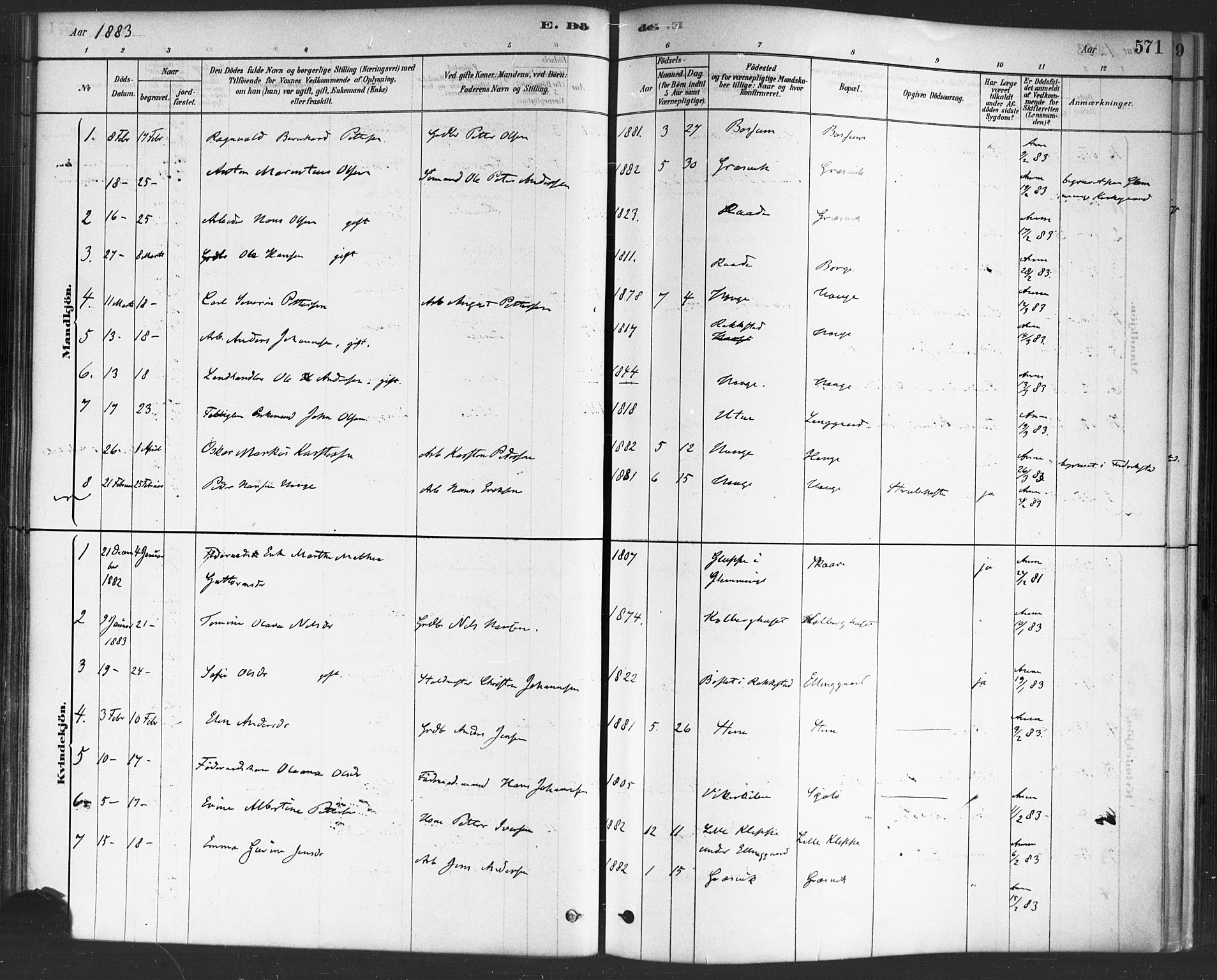 Onsøy prestekontor Kirkebøker, SAO/A-10914/F/Fa/L0006: Parish register (official) no. I 6, 1878-1898, p. 572
