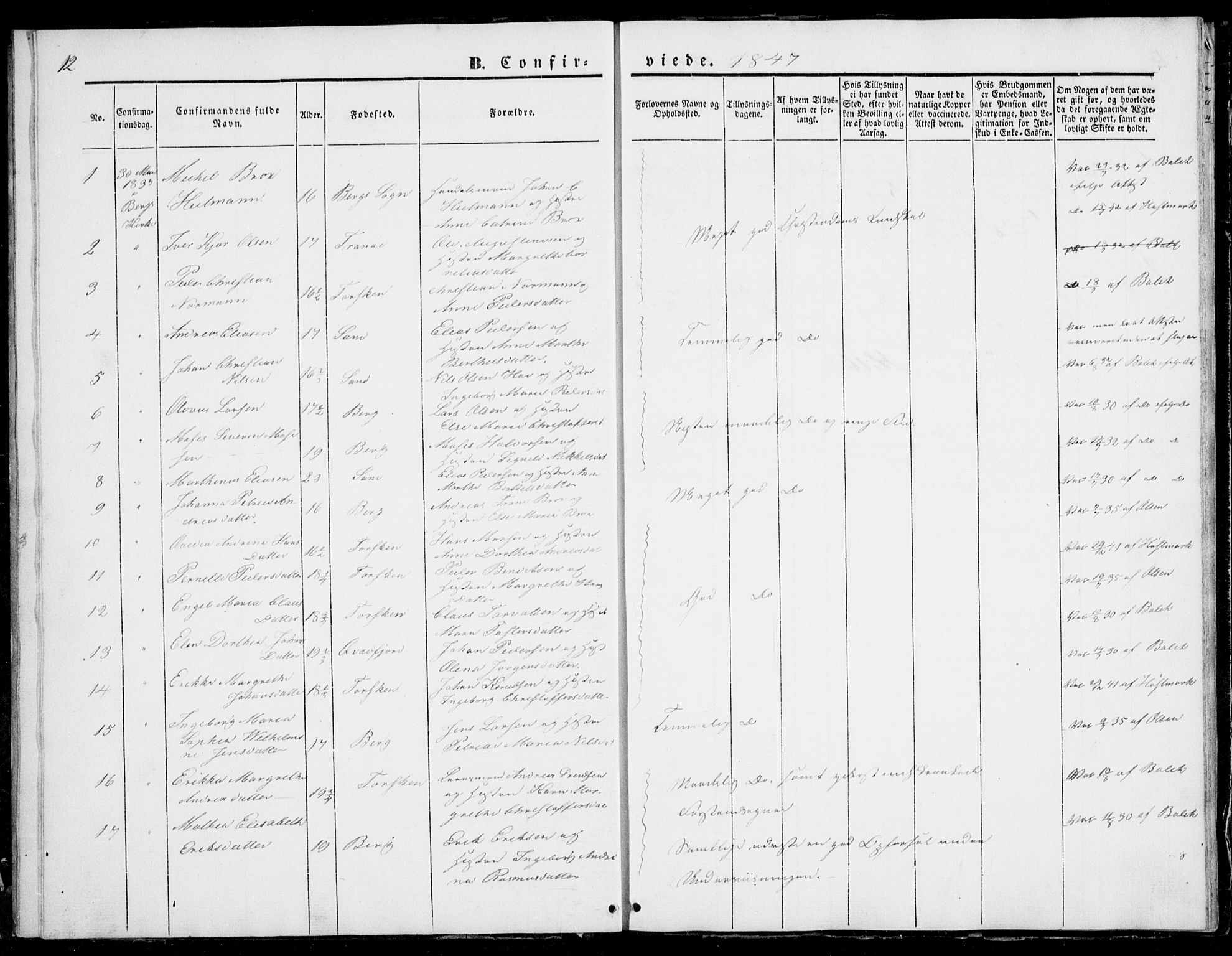 Berg sokneprestkontor, AV/SATØ-S-1318/G/Ga/Gab/L0001klokker: Parish register (copy) no. 1, 1843-1851, p. 12