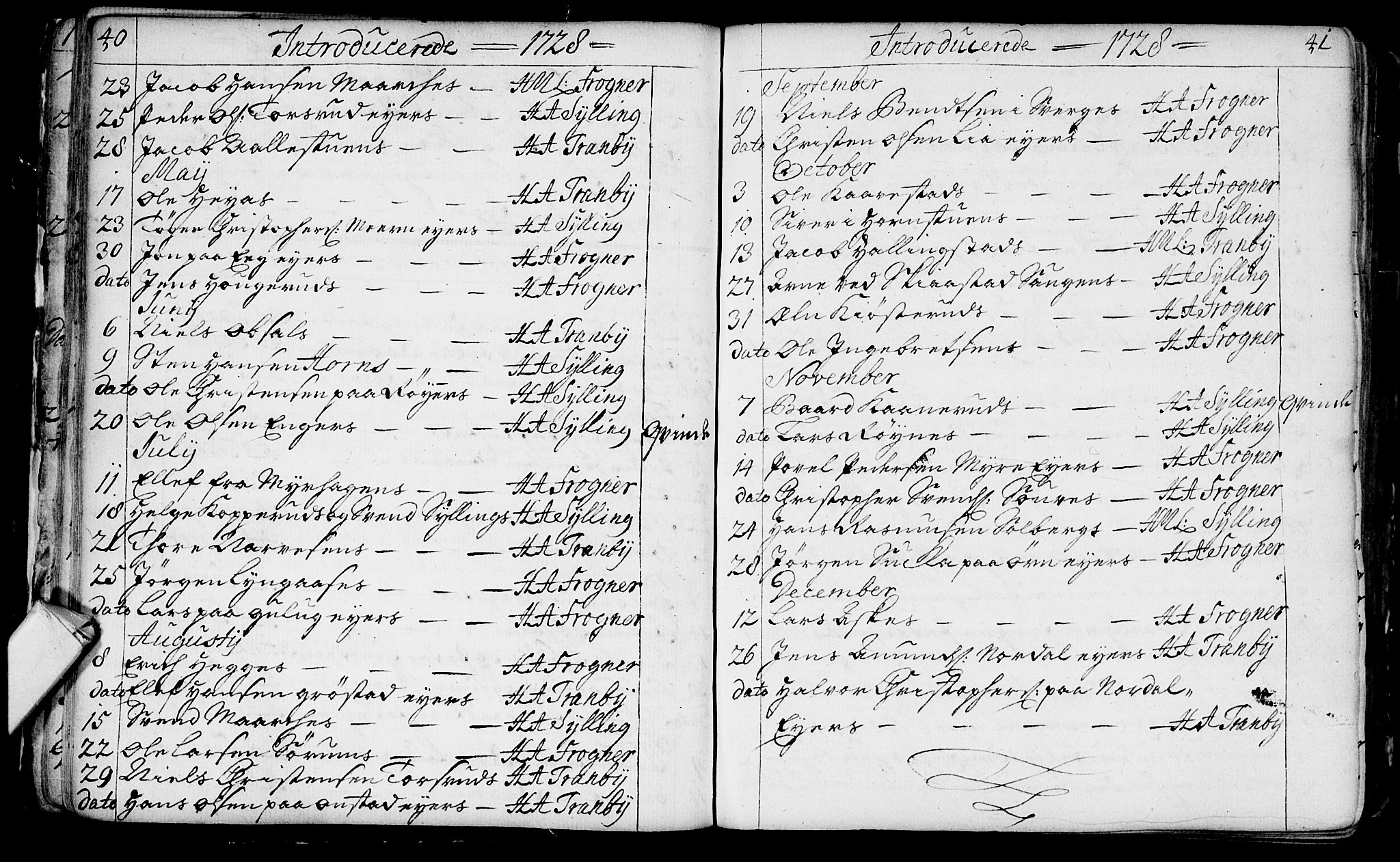 Lier kirkebøker, SAKO/A-230/F/Fa/L0003: Parish register (official) no. I 3, 1727-1748, p. 40-41