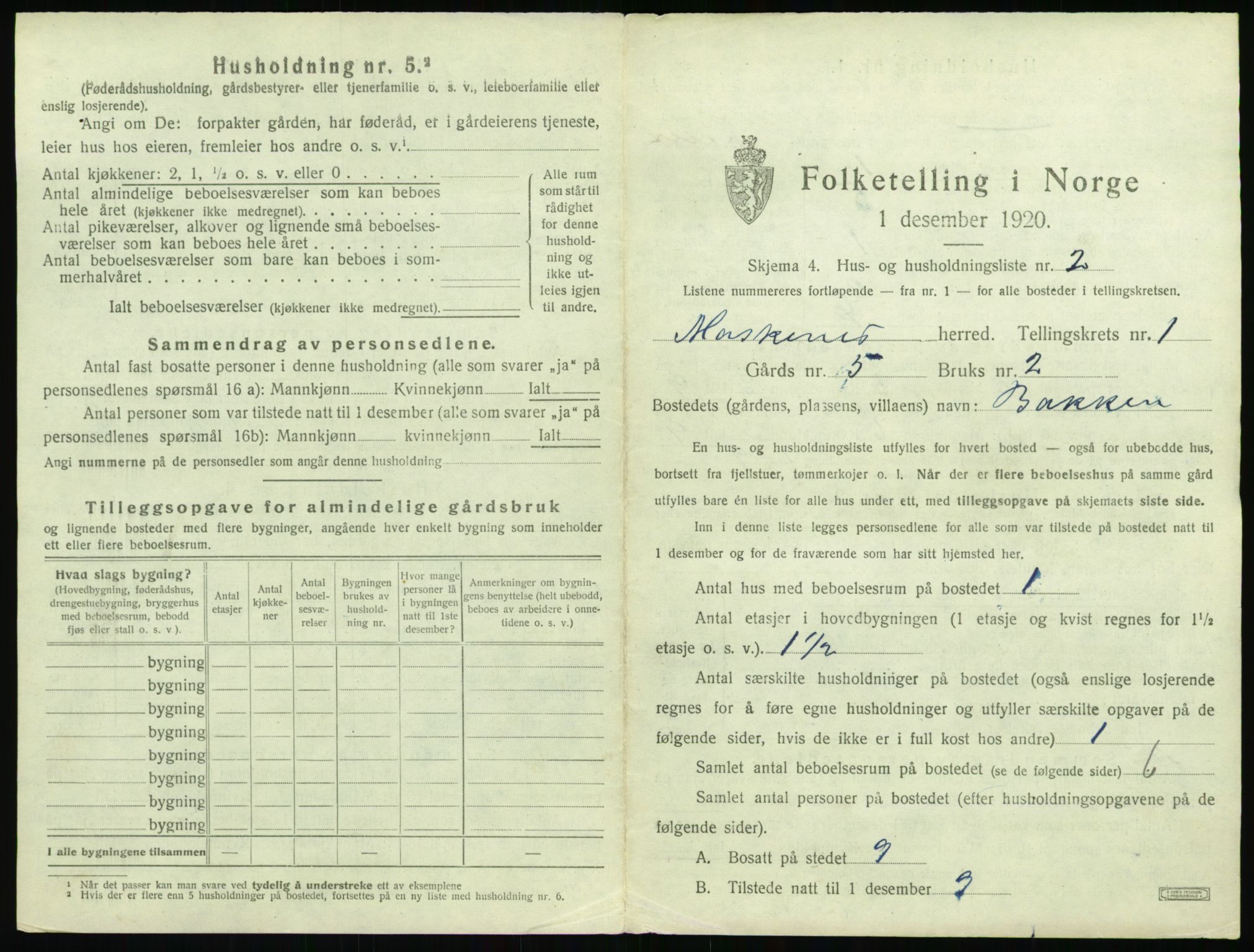 SAT, 1920 census for Moskenes, 1920, p. 24