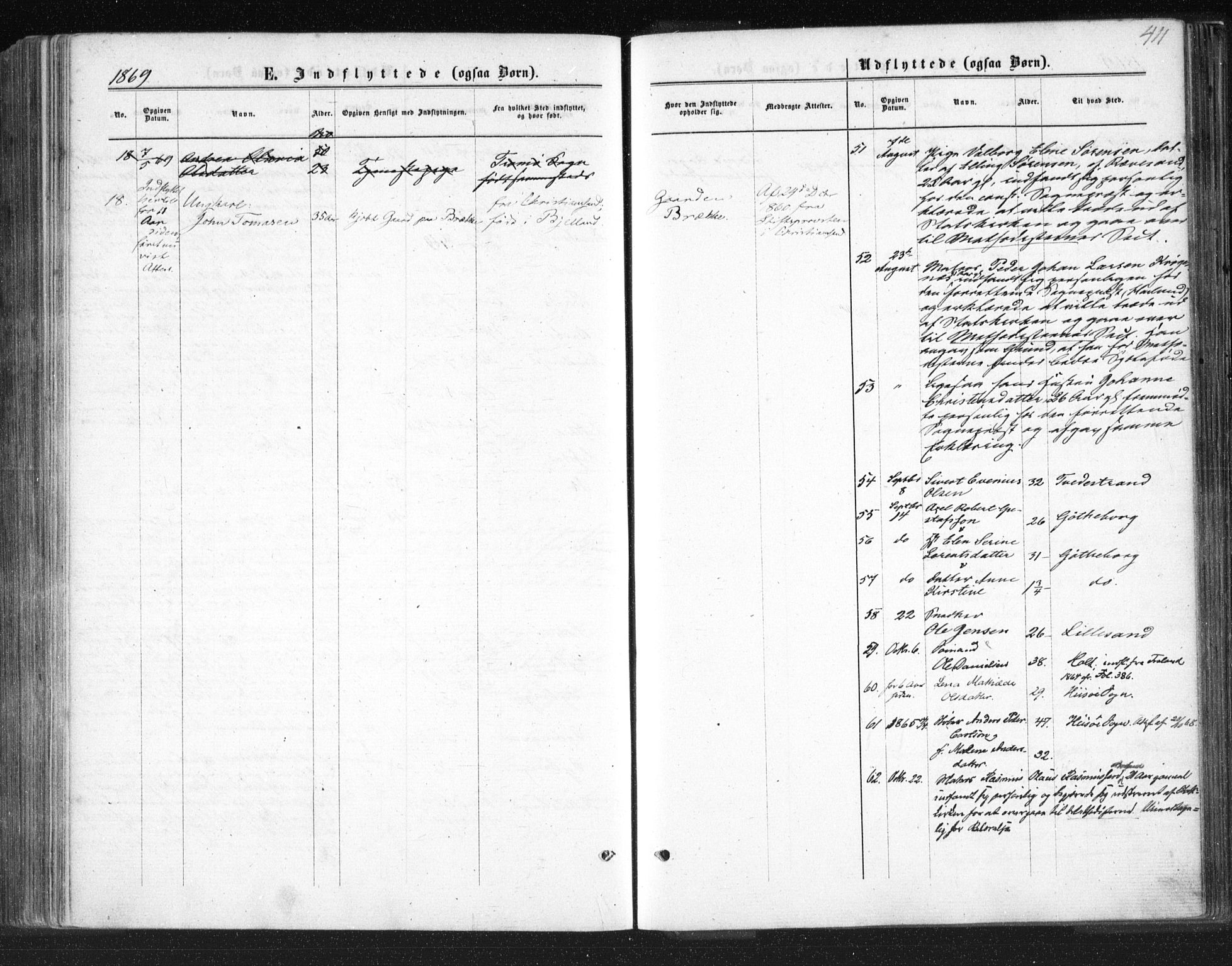 Tromøy sokneprestkontor, SAK/1111-0041/F/Fa/L0007: Parish register (official) no. A 7, 1864-1869, p. 411