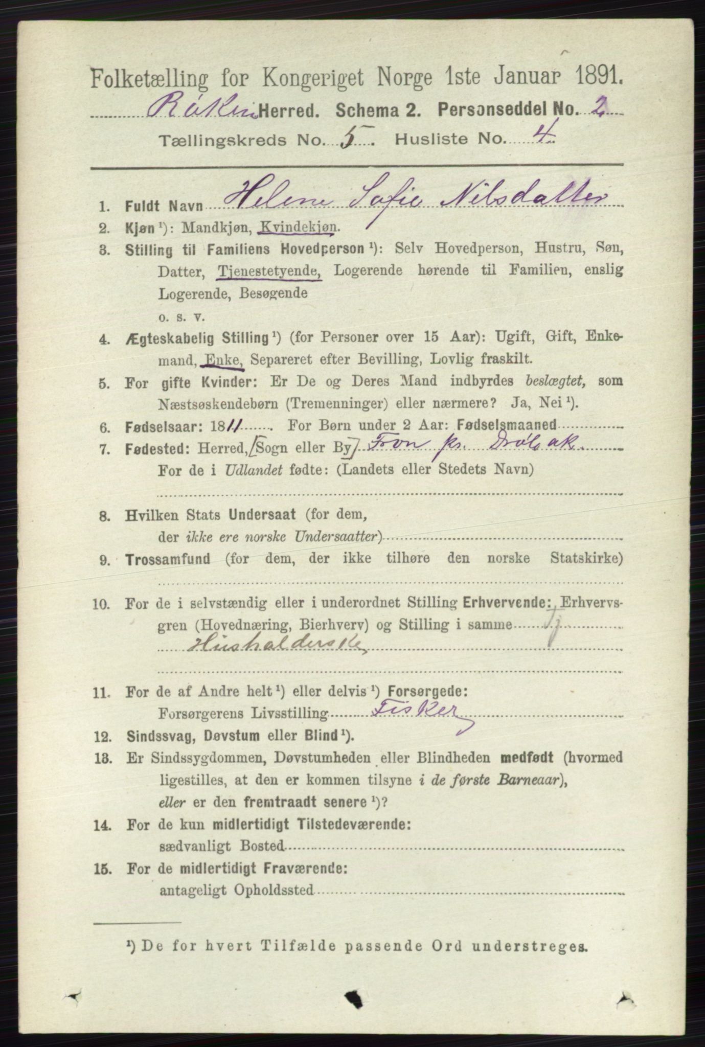 RA, 1891 census for 0627 Røyken, 1891, p. 2902