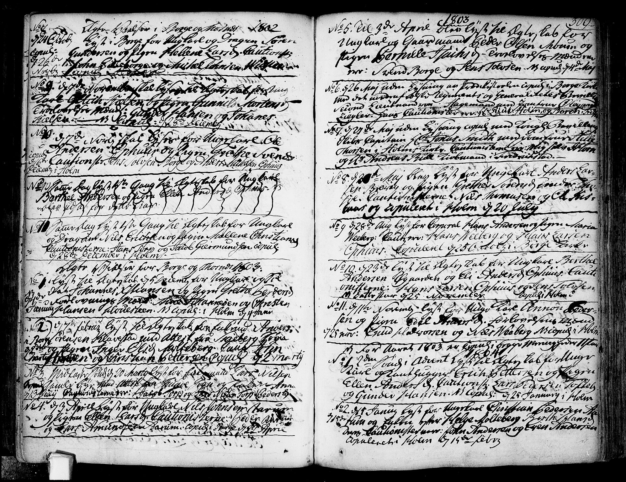 Borge prestekontor Kirkebøker, SAO/A-10903/F/Fa/L0002: Parish register (official) no. I 2, 1791-1817, p. 309