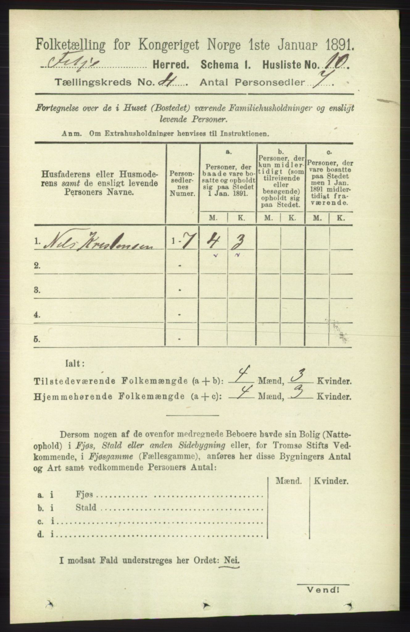 RA, 1891 census for 1222 Fitjar, 1891, p. 1298