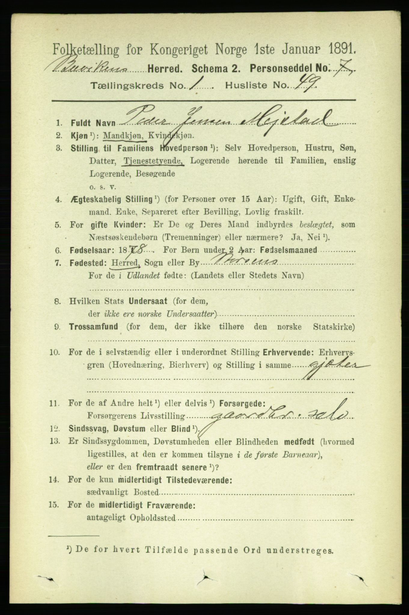 RA, 1891 census for 1656 Buvik, 1891, p. 338