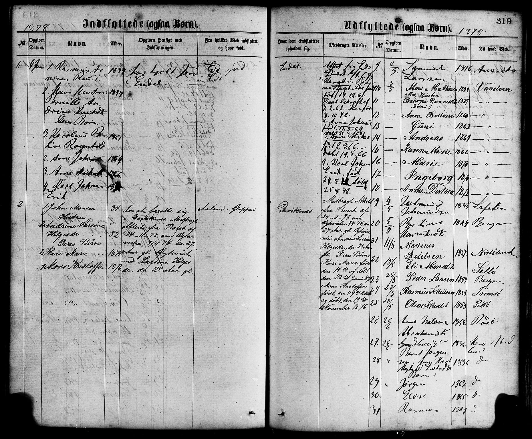 Davik sokneprestembete, AV/SAB-A-79701/H/Haa/Haaa/L0006: Parish register (official) no. A 6, 1867-1881, p. 319