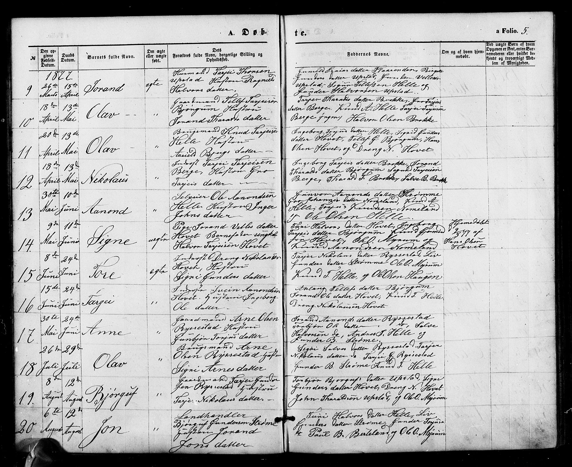 Valle sokneprestkontor, SAK/1111-0044/F/Fb/Fbb/L0002: Parish register (copy) no. B 2, 1875-1921, p. 5