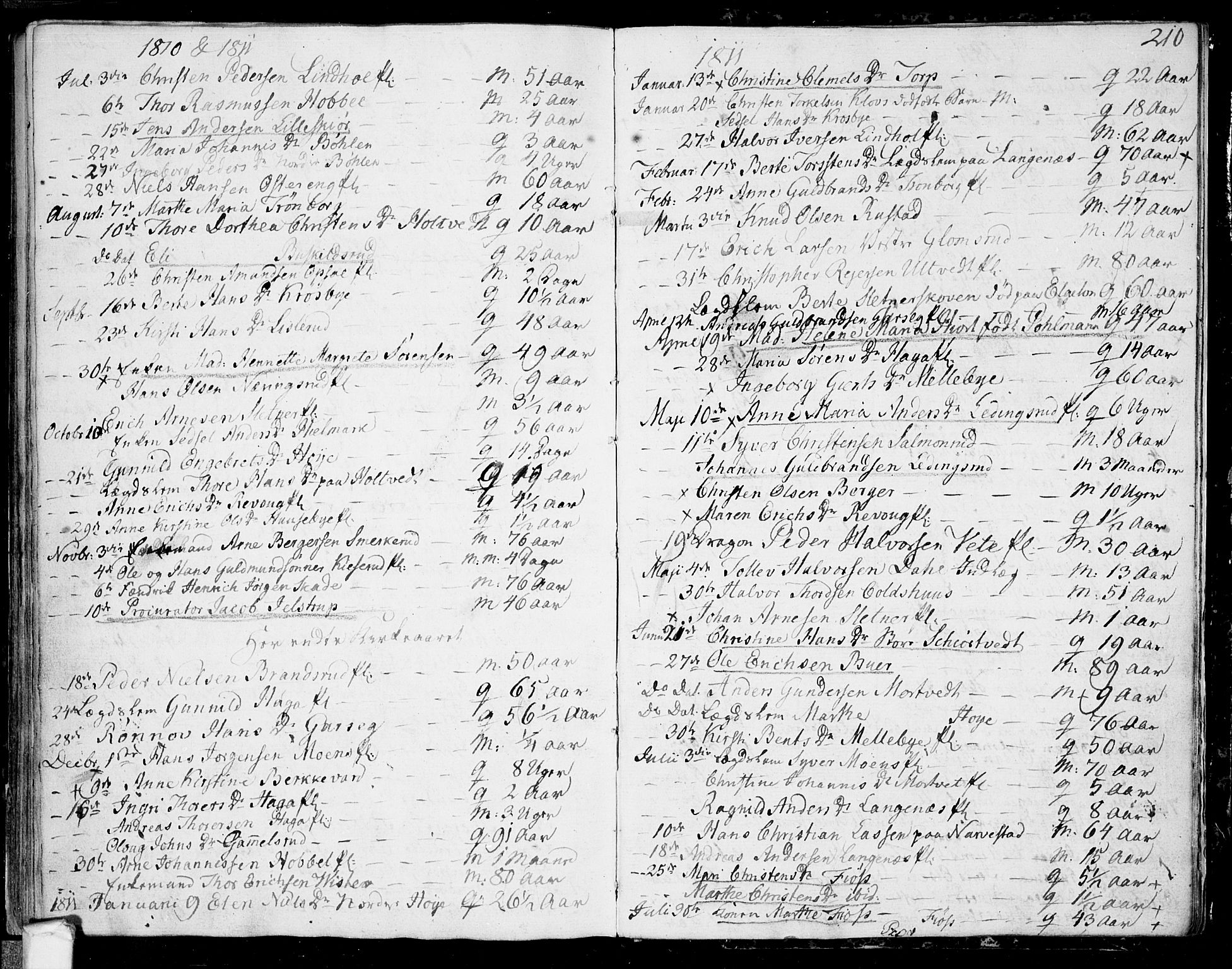 Eidsberg prestekontor Kirkebøker, SAO/A-10905/F/Fa/L0006: Parish register (official) no. I 6, 1807-1814, p. 210