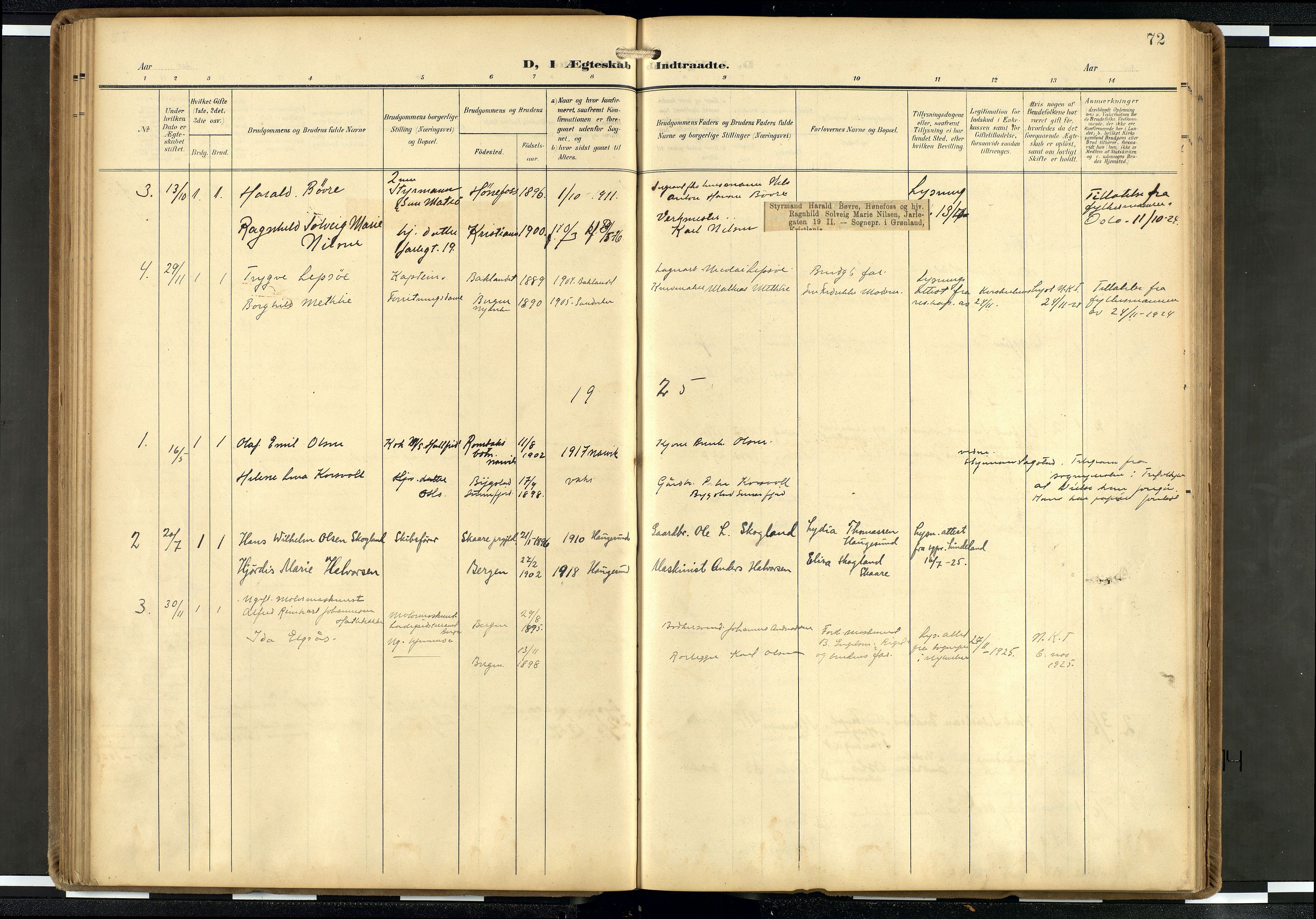 Den norske sjømannsmisjon i utlandet/Hollandske havner (Amsterdam-Rotterdam-Europort), AV/SAB-SAB/PA-0106/H/Ha/Haa/L0003: Parish register (official) no. A 3, 1908-1927, p. 71b-72a