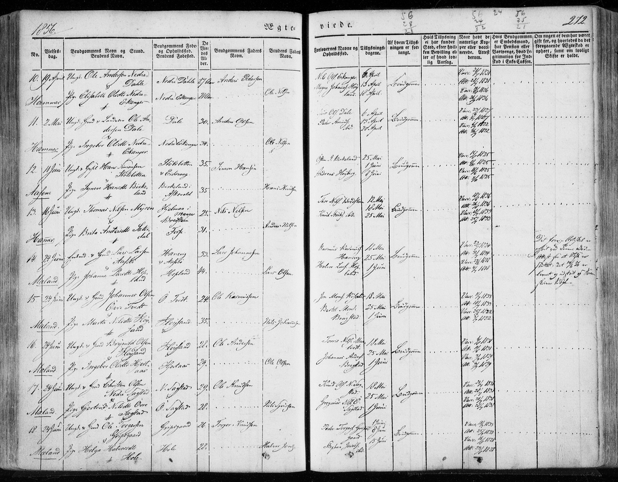 Hamre sokneprestembete, AV/SAB-A-75501/H/Ha/Haa/Haaa/L0013: Parish register (official) no. A 13, 1846-1857, p. 272