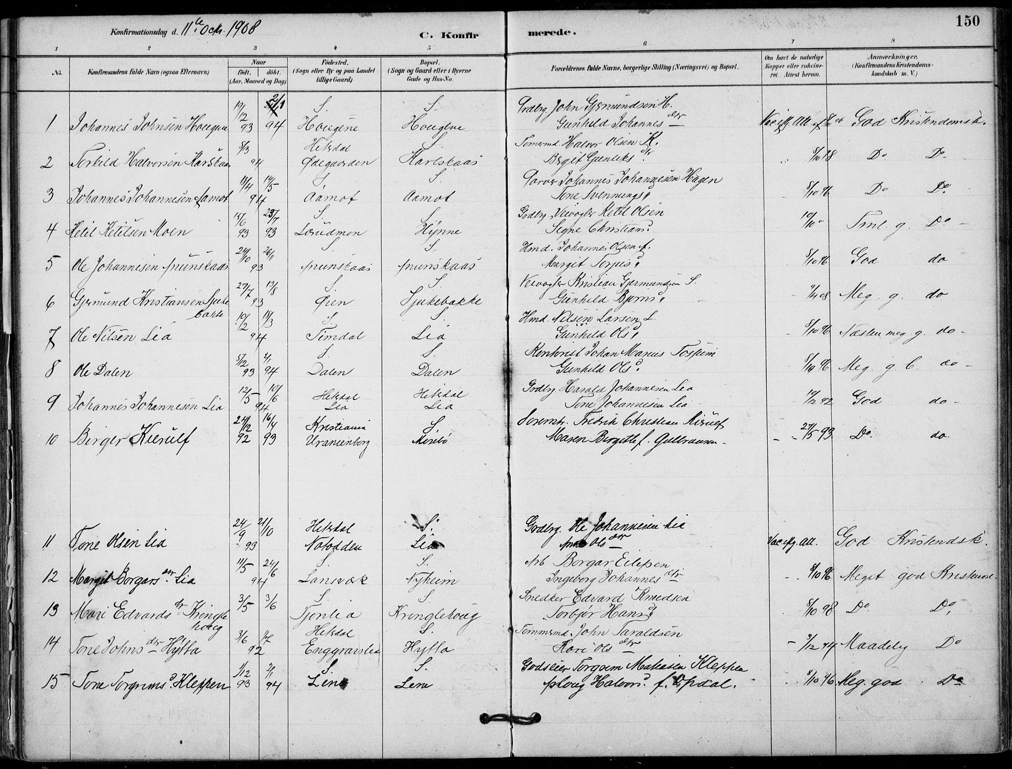 Hjartdal kirkebøker, AV/SAKO-A-270/F/Fb/L0002: Parish register (official) no. II 2, 1880-1932, p. 150