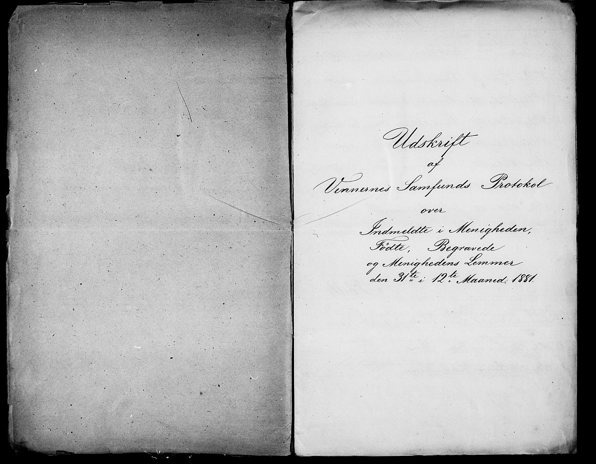 Pa 0160 - Vennenes Samfunn, Stavanger, AV/SAST-A-100269/F: Dissenter register no. -, 1870-1898