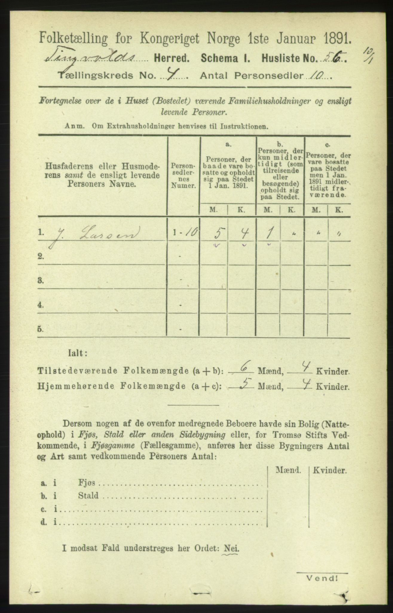 RA, 1891 census for 1560 Tingvoll, 1891, p. 1587