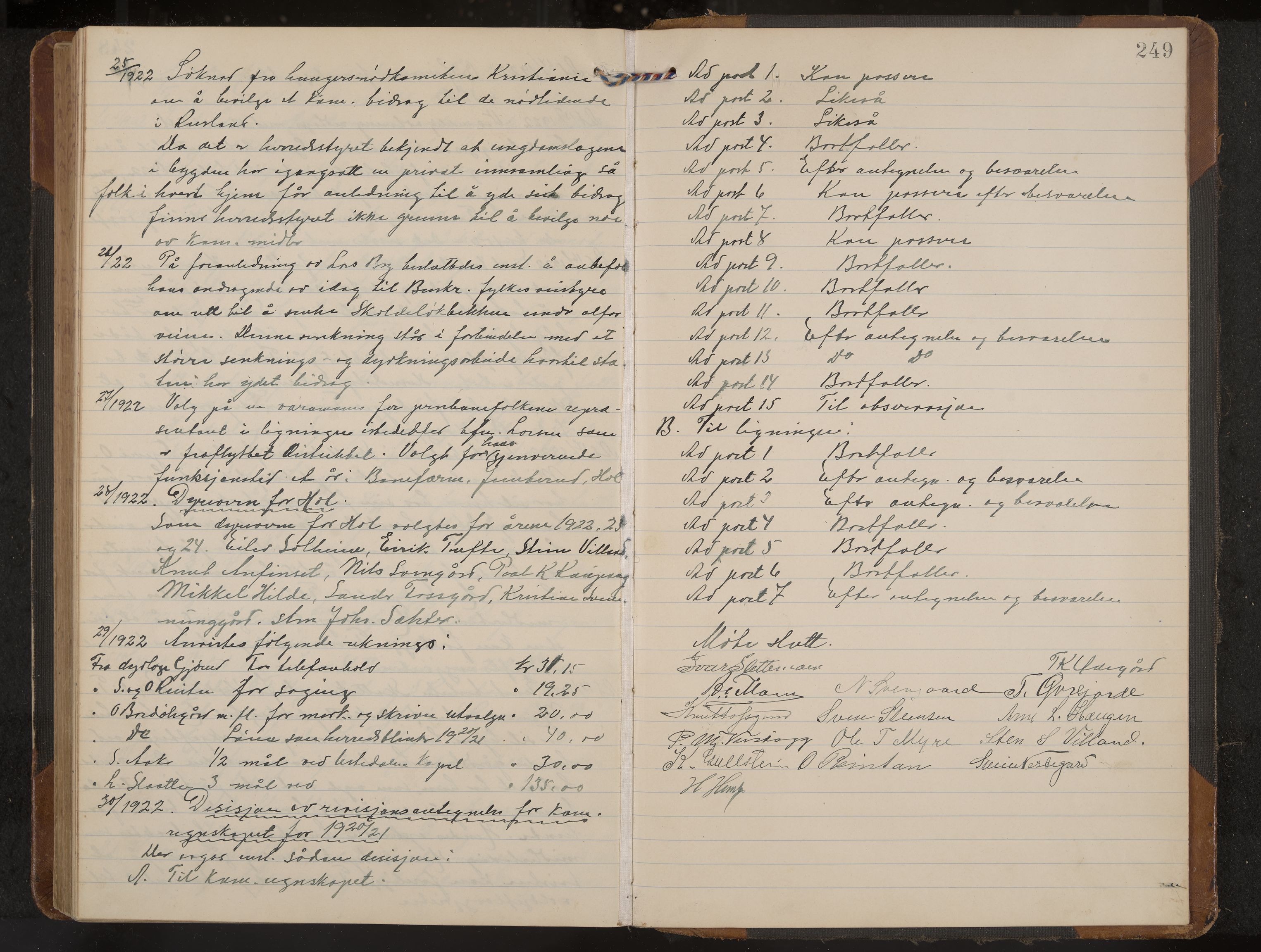 Hol formannskap og sentraladministrasjon, IKAK/0620021-1/A/L0006: Møtebok, 1916-1922, p. 249