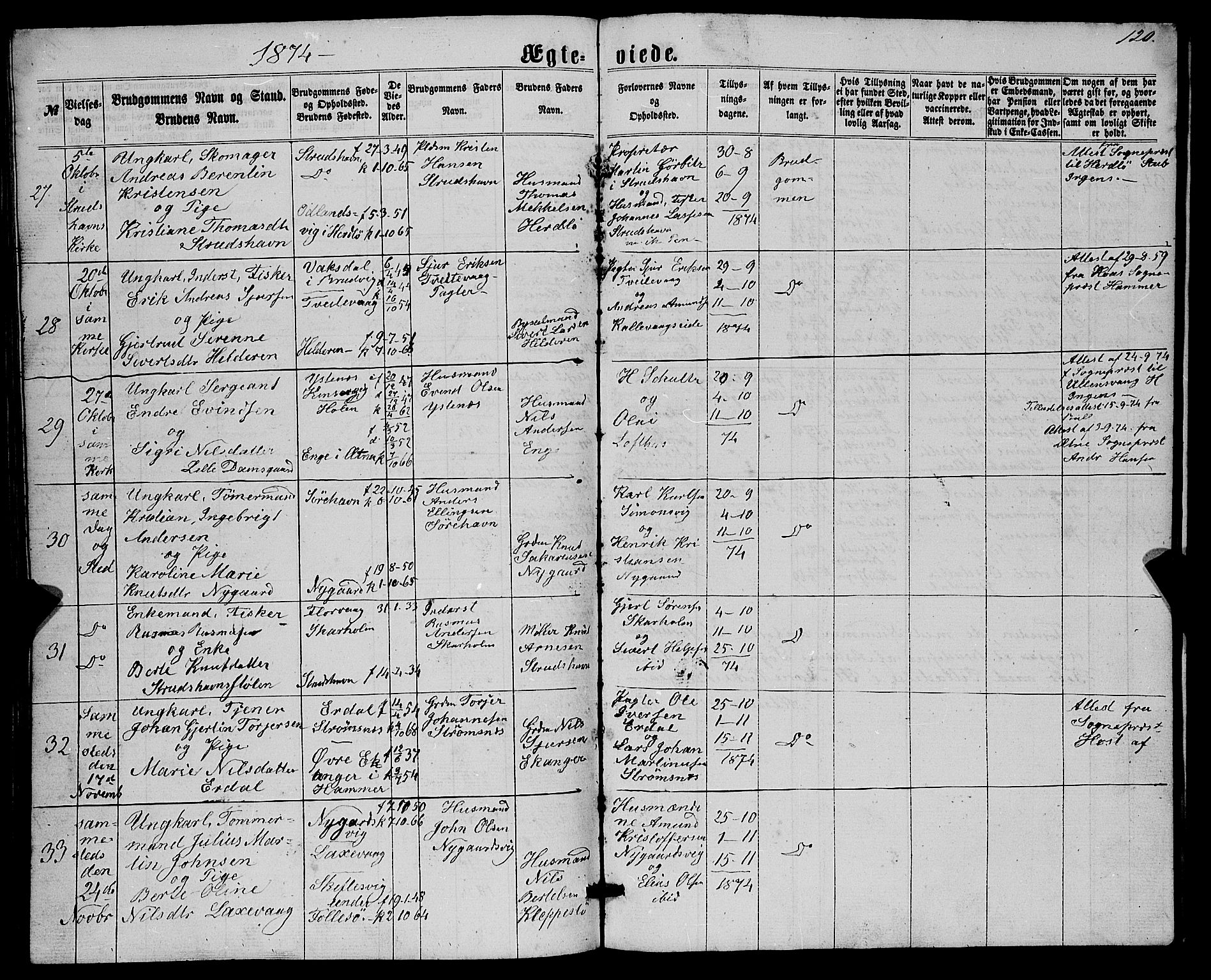 Askøy Sokneprestembete, AV/SAB-A-74101/H/Ha/Hab/Haba/L0006: Parish register (copy) no. A 6, 1861-1881, p. 120