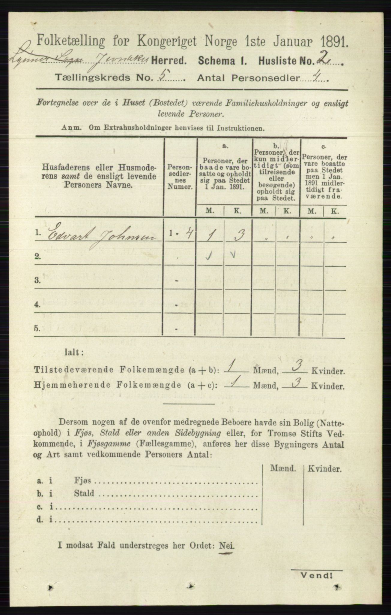 RA, 1891 census for 0532 Jevnaker, 1891, p. 2328