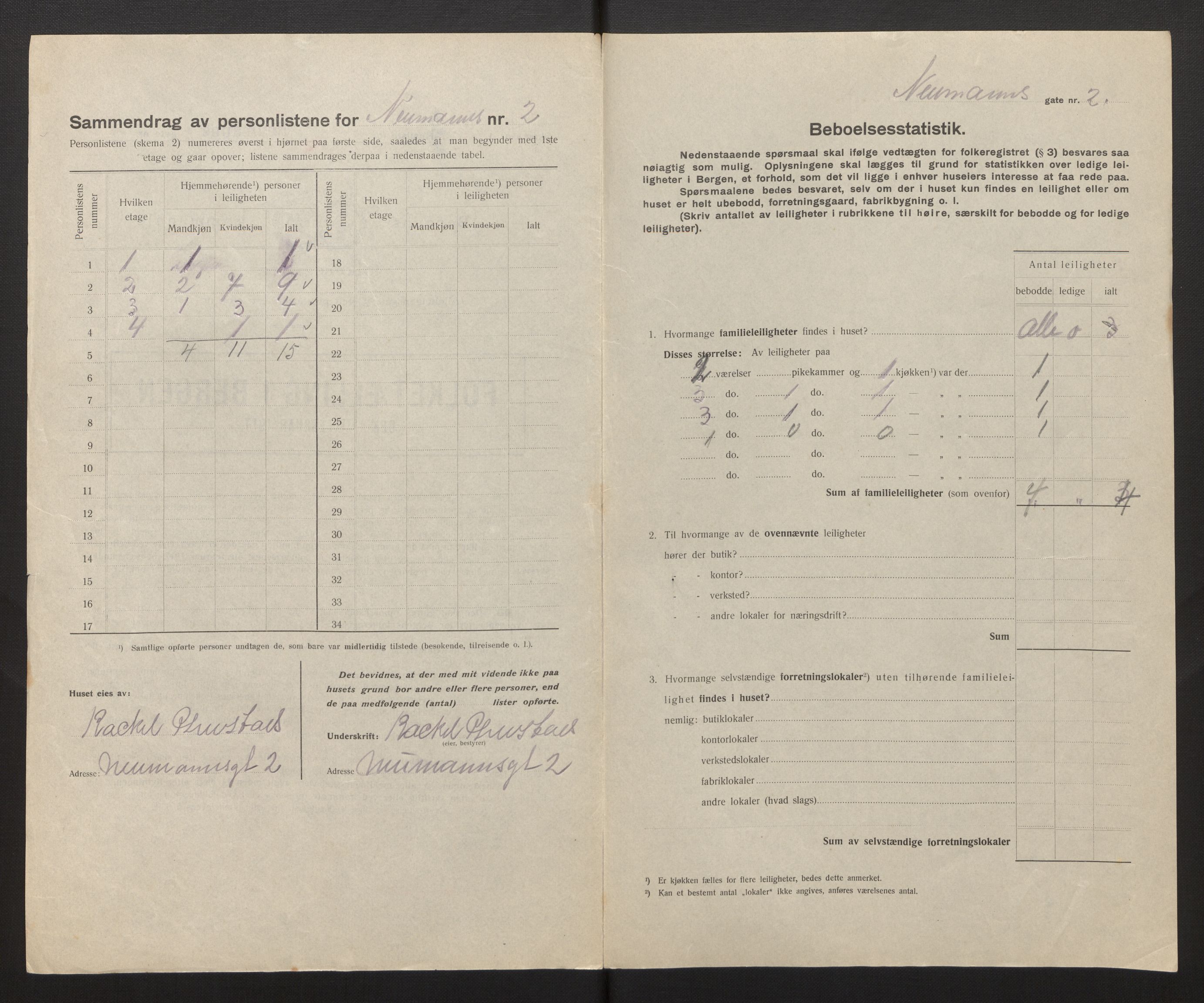 SAB, Municipal Census 1917 for Bergen, 1917, p. 25159