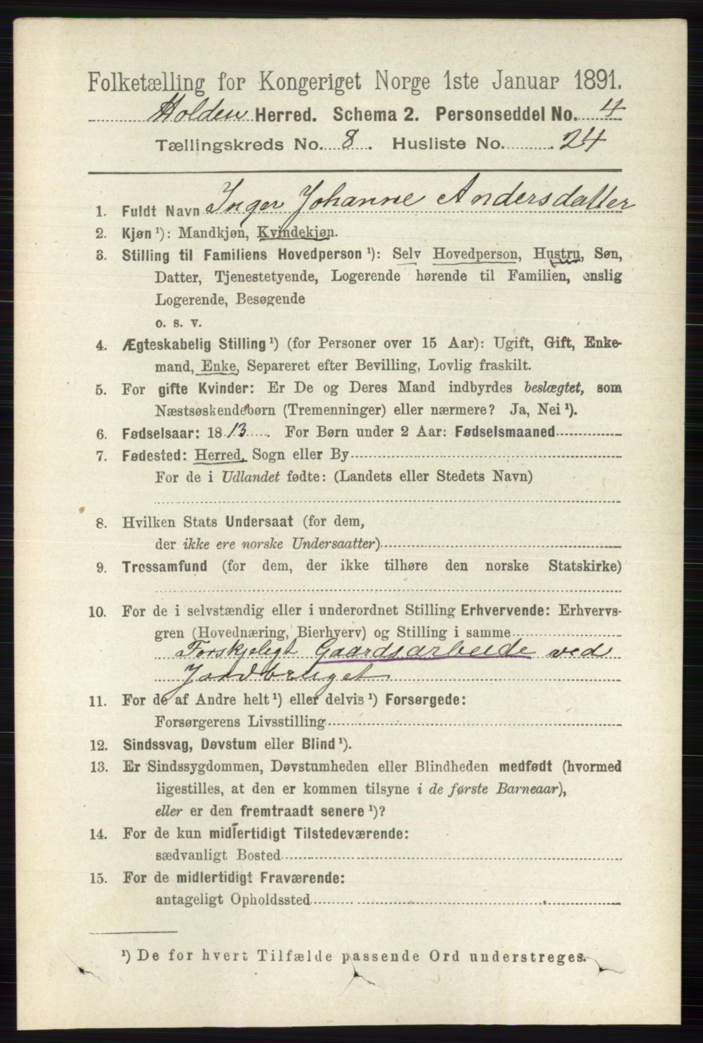 RA, 1891 census for 0819 Holla, 1891, p. 3821