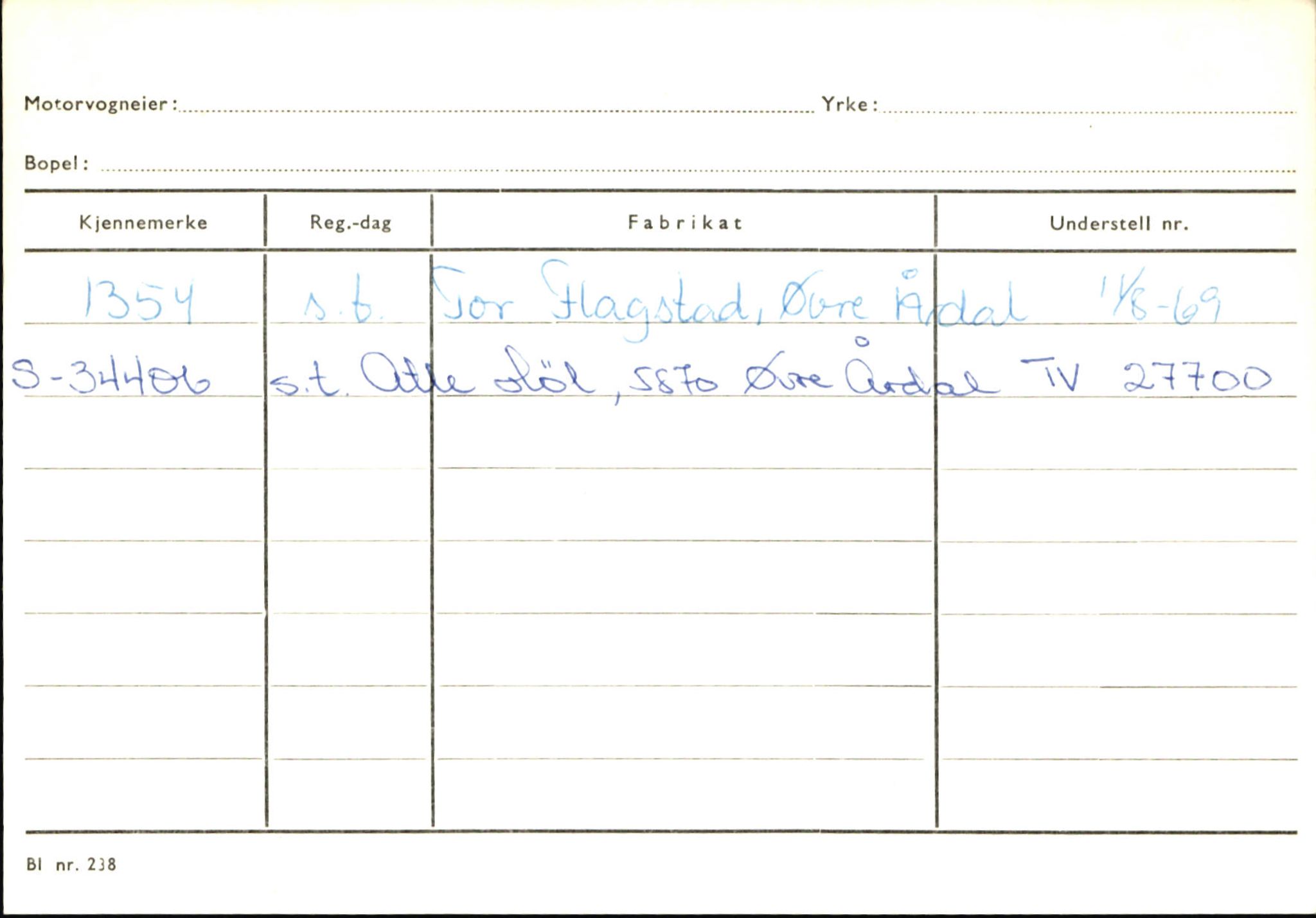 Statens vegvesen, Sogn og Fjordane vegkontor, AV/SAB-A-5301/4/F/L0146: Registerkort Årdal R-Å samt diverse kort, 1945-1975, p. 918
