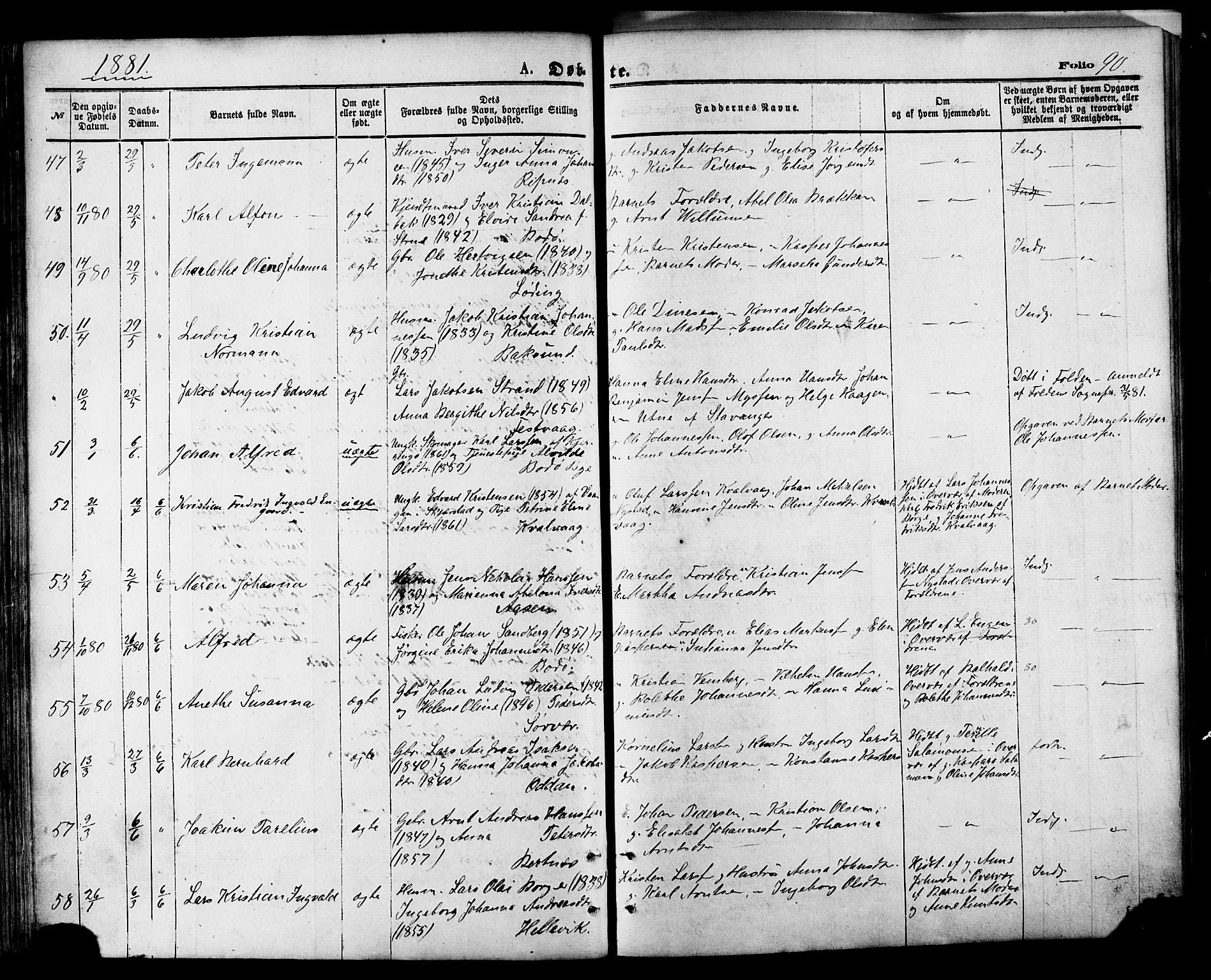 Ministerialprotokoller, klokkerbøker og fødselsregistre - Nordland, AV/SAT-A-1459/801/L0009: Parish register (official) no. 801A09, 1876-1883, p. 90
