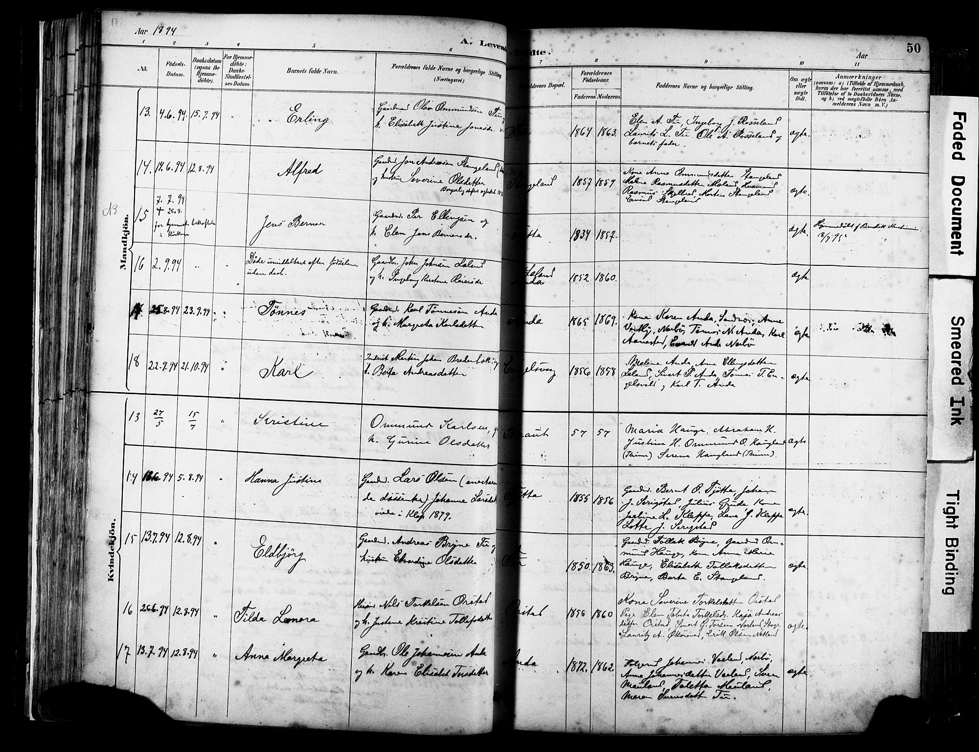 Klepp sokneprestkontor, AV/SAST-A-101803/001/3/30BA/L0009: Parish register (official) no. A 7, 1886-1915, p. 50