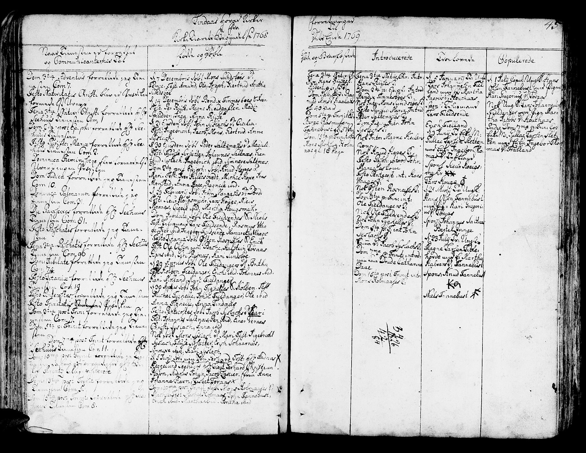 Lindås Sokneprestembete, SAB/A-76701/H/Haa: Parish register (official) no. A 4, 1764-1791, p. 45