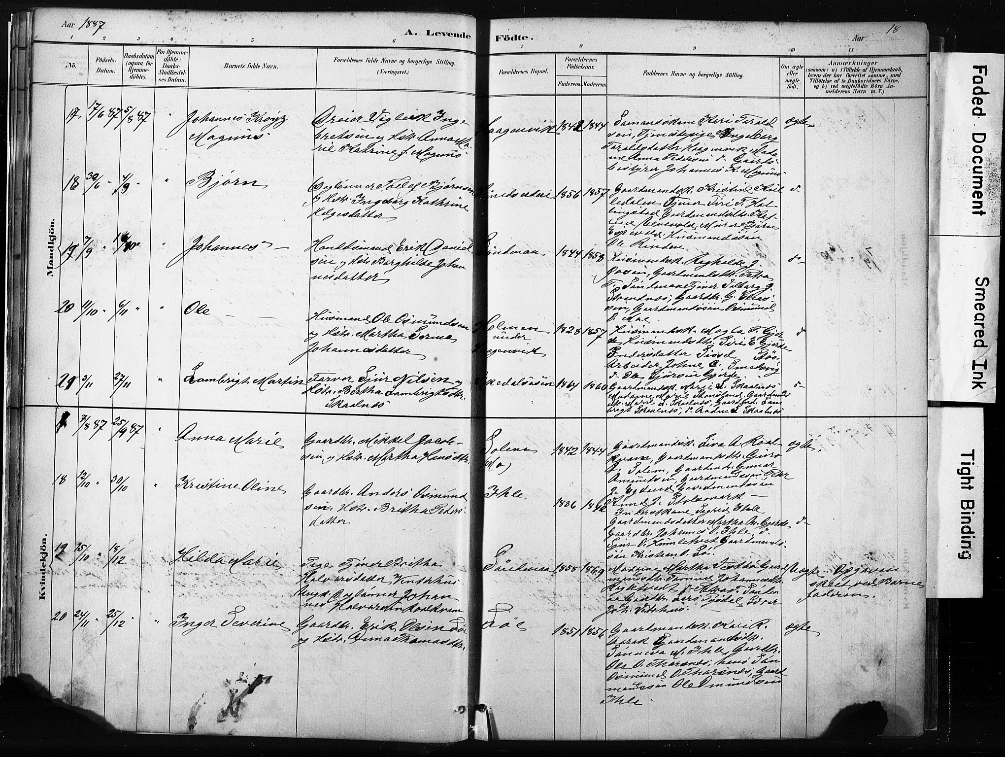 Vikedal sokneprestkontor, AV/SAST-A-101840/01/IV: Parish register (official) no. A 10, 1884-1907, p. 18