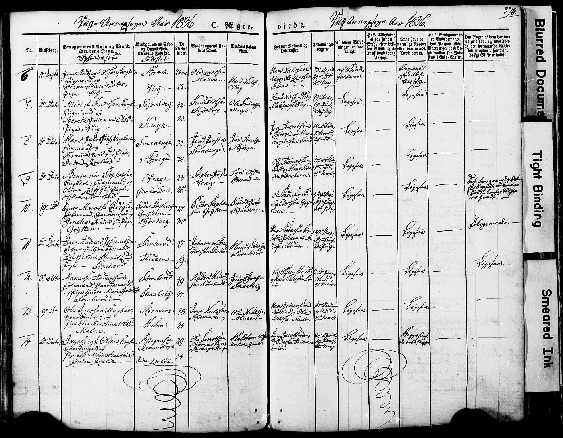 Ministerialprotokoller, klokkerbøker og fødselsregistre - Nordland, SAT/A-1459/812/L0176: Parish register (official) no. 812A05, 1834-1874, p. 376
