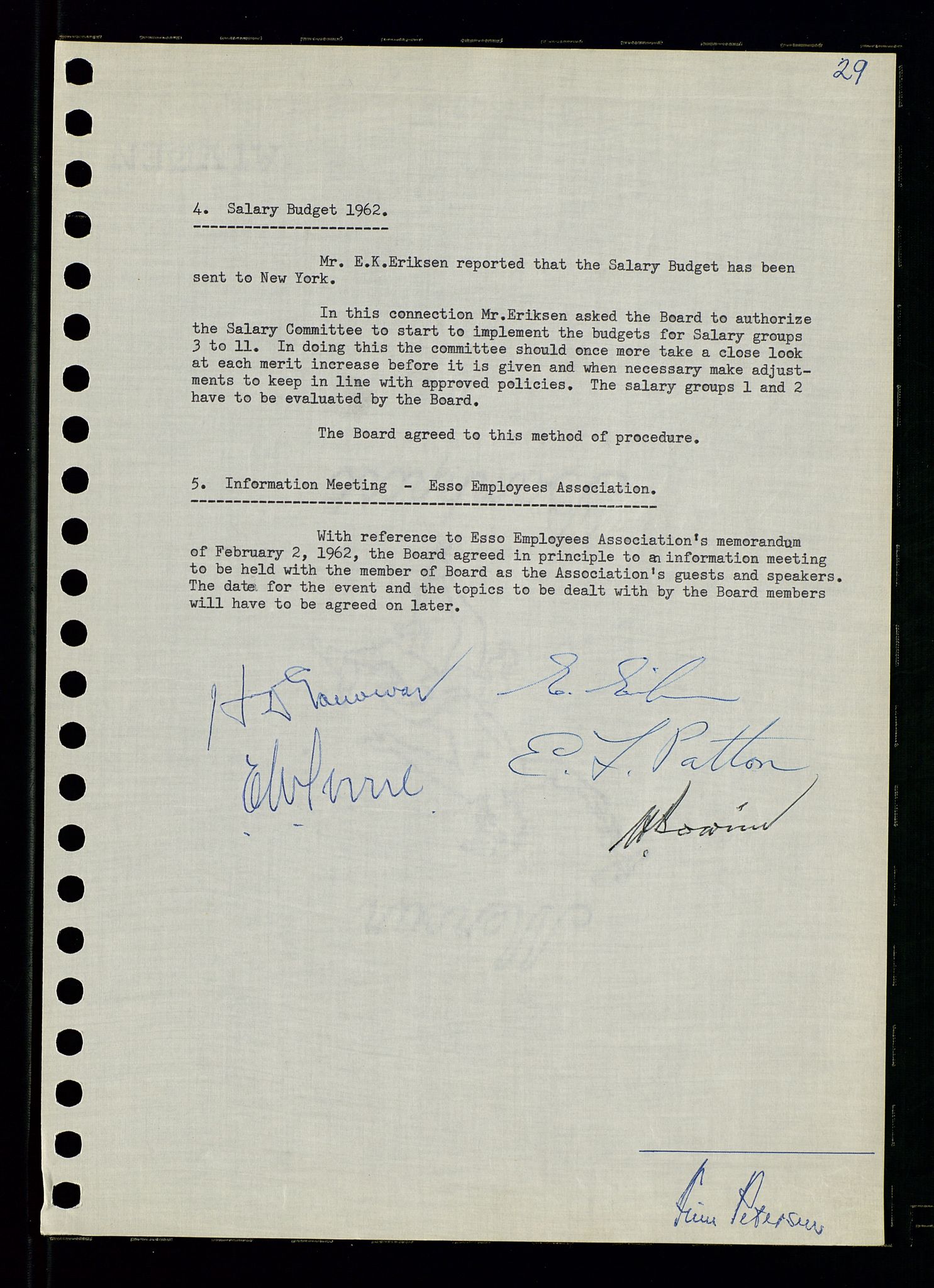 Pa 0982 - Esso Norge A/S, AV/SAST-A-100448/A/Aa/L0001/0003: Den administrerende direksjon Board minutes (styrereferater) / Den administrerende direksjon Board minutes (styrereferater), 1962, p. 29