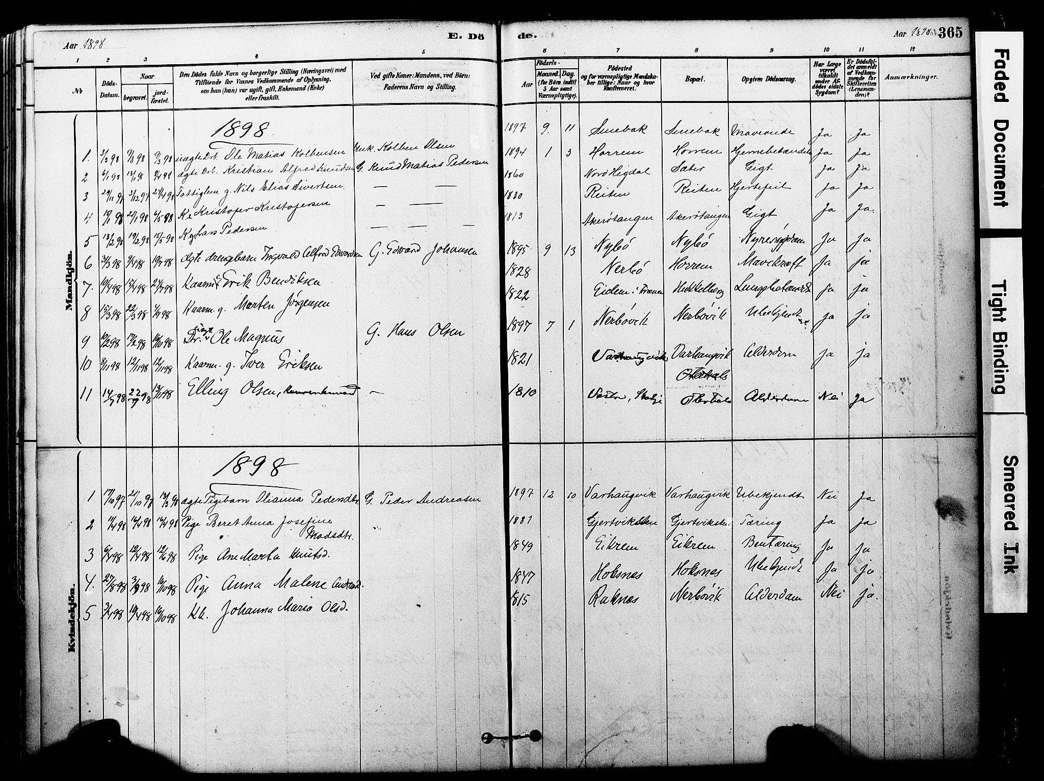 Ministerialprotokoller, klokkerbøker og fødselsregistre - Møre og Romsdal, SAT/A-1454/560/L0721: Parish register (official) no. 560A05, 1878-1917, p. 365