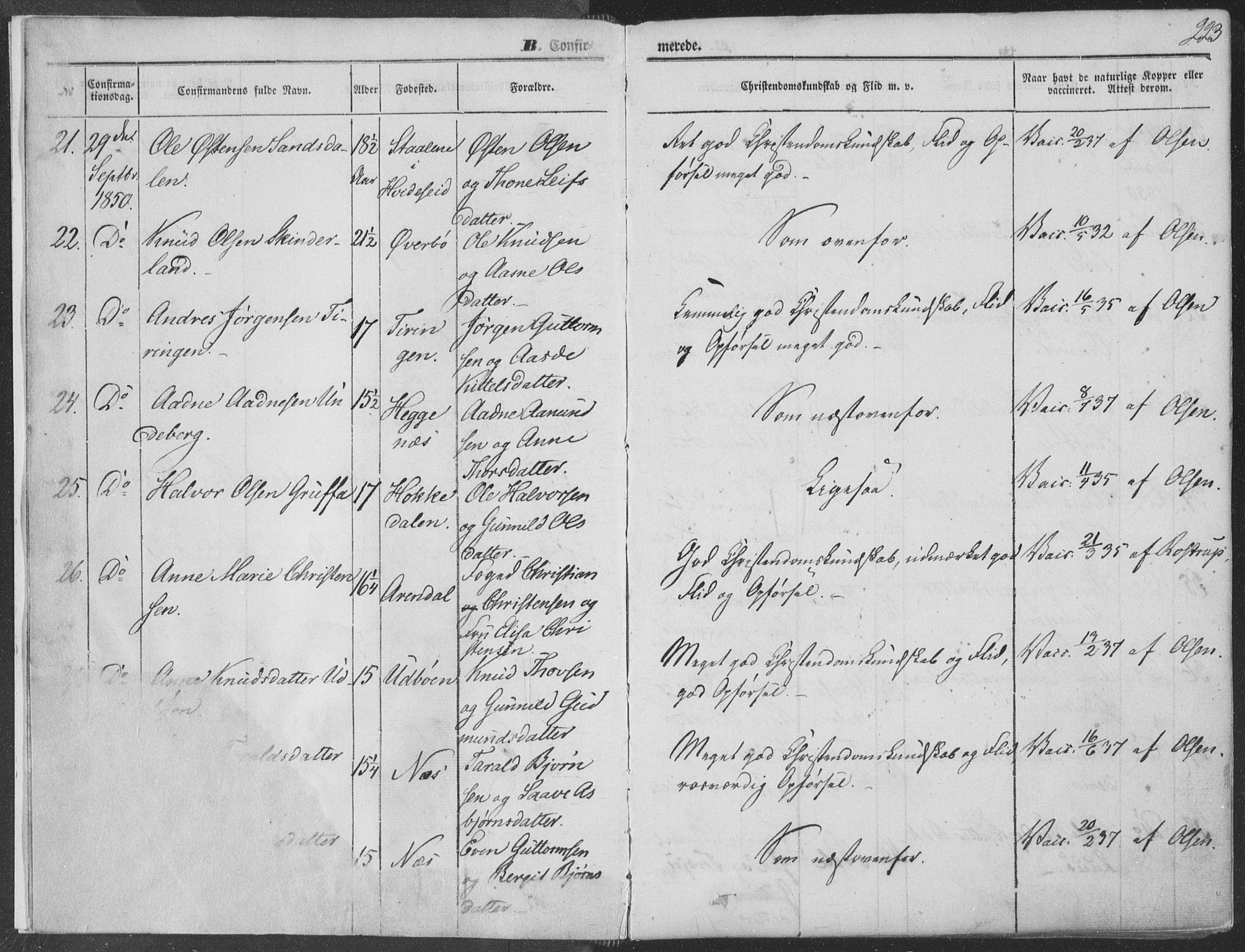 Seljord kirkebøker, AV/SAKO-A-20/F/Fa/L012b: Parish register (official) no. I 12B, 1850-1865, p. 223