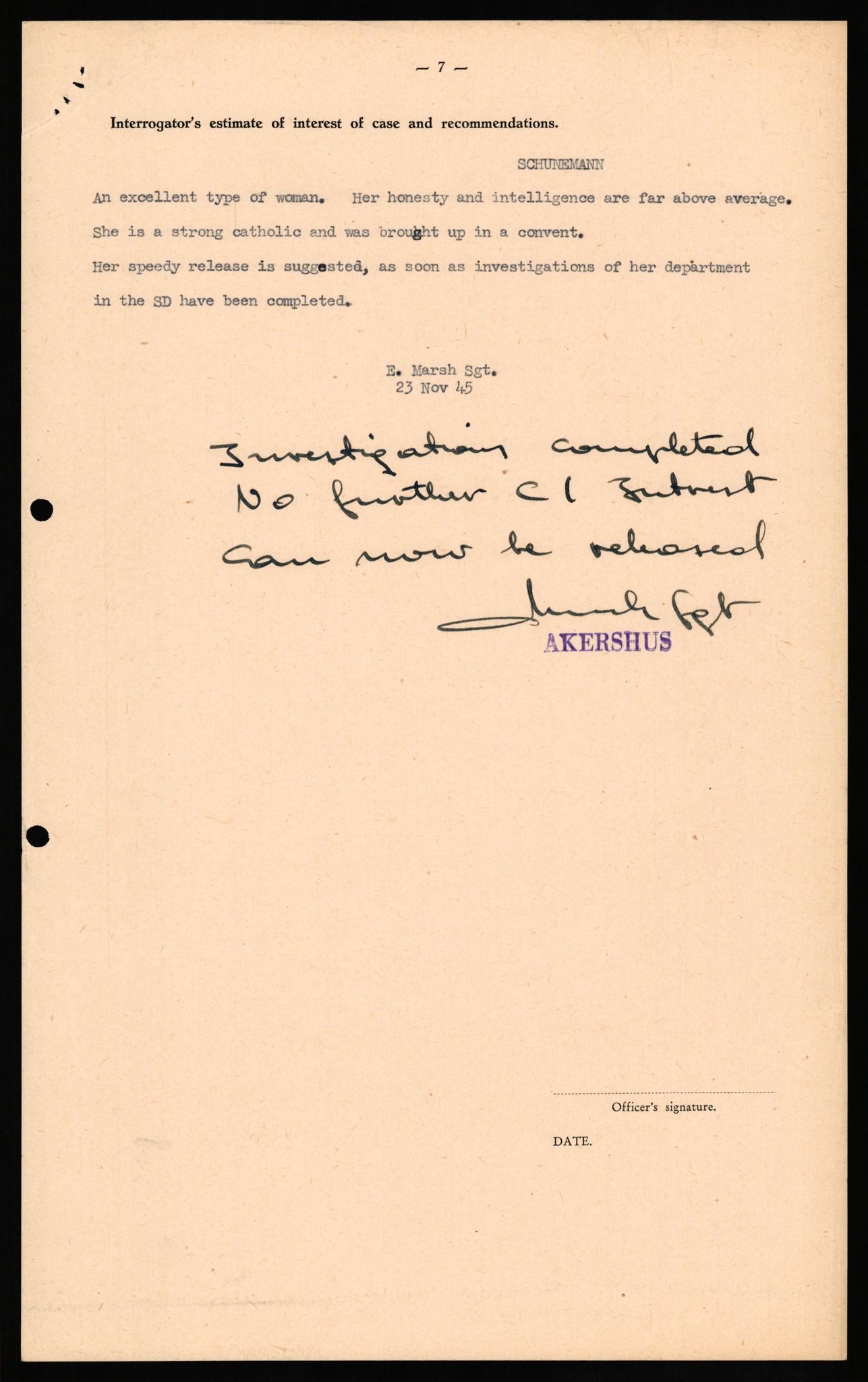 Forsvaret, Forsvarets overkommando II, RA/RAFA-3915/D/Db/L0031: CI Questionaires. Tyske okkupasjonsstyrker i Norge. Tyskere., 1945-1946, p. 268