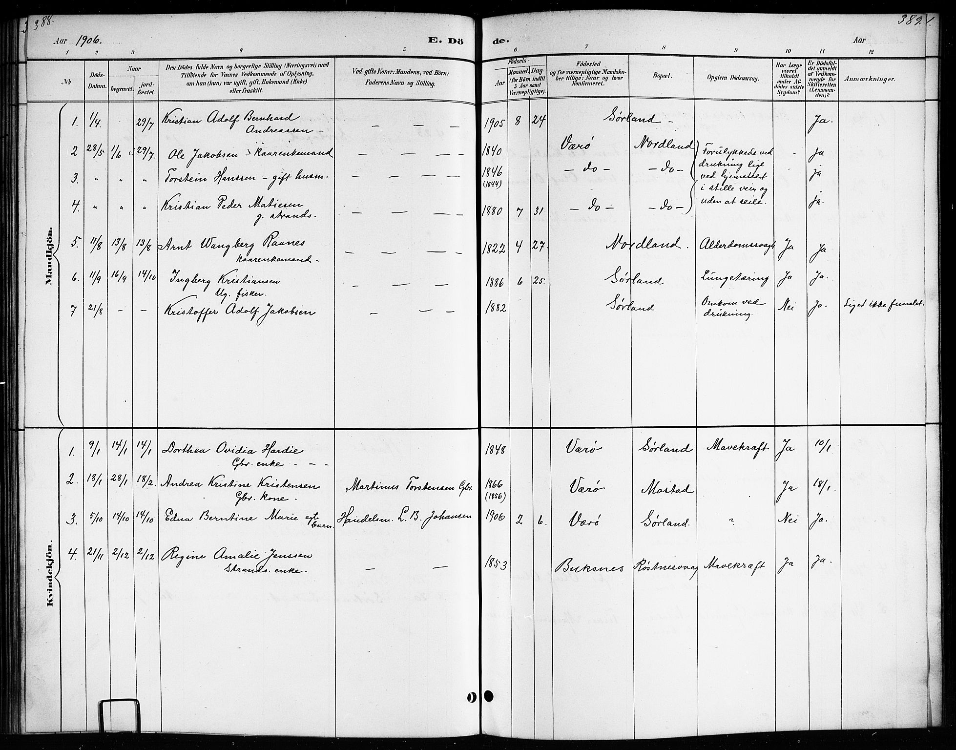 Ministerialprotokoller, klokkerbøker og fødselsregistre - Nordland, AV/SAT-A-1459/807/L0123: Parish register (copy) no. 807C01, 1884-1910, p. 388-389