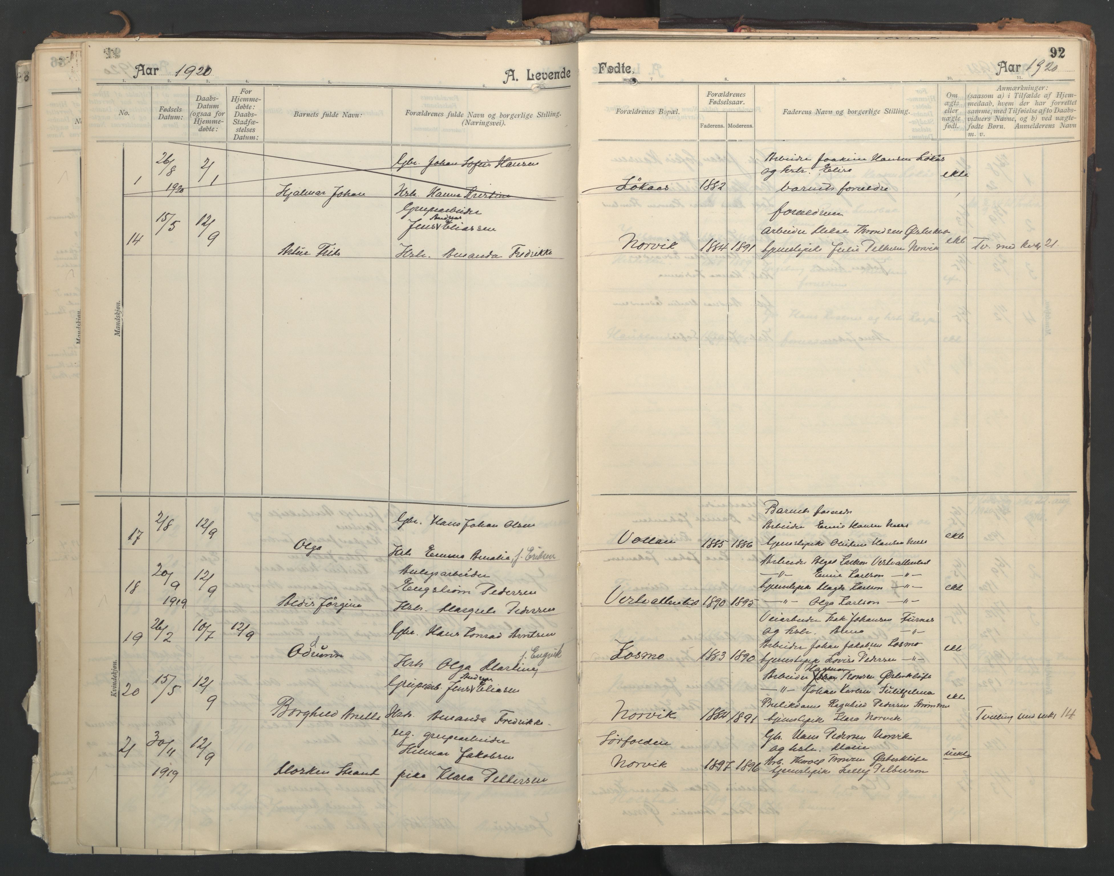 Ministerialprotokoller, klokkerbøker og fødselsregistre - Nordland, AV/SAT-A-1459/851/L0724: Parish register (official) no. 851A01, 1901-1922, p. 92