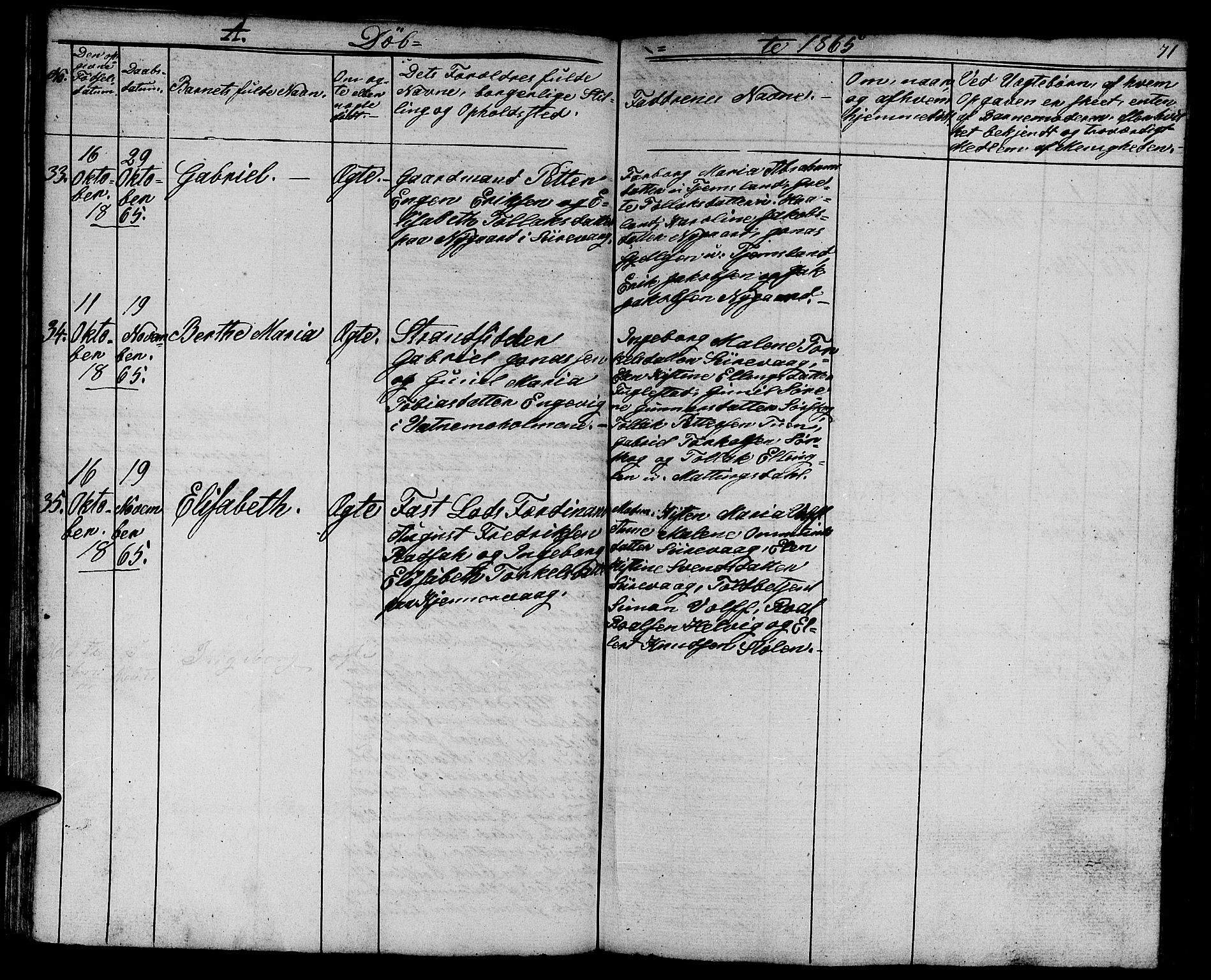 Eigersund sokneprestkontor, AV/SAST-A-101807/S09/L0003: Parish register (copy) no. B 3, 1846-1875, p. 71