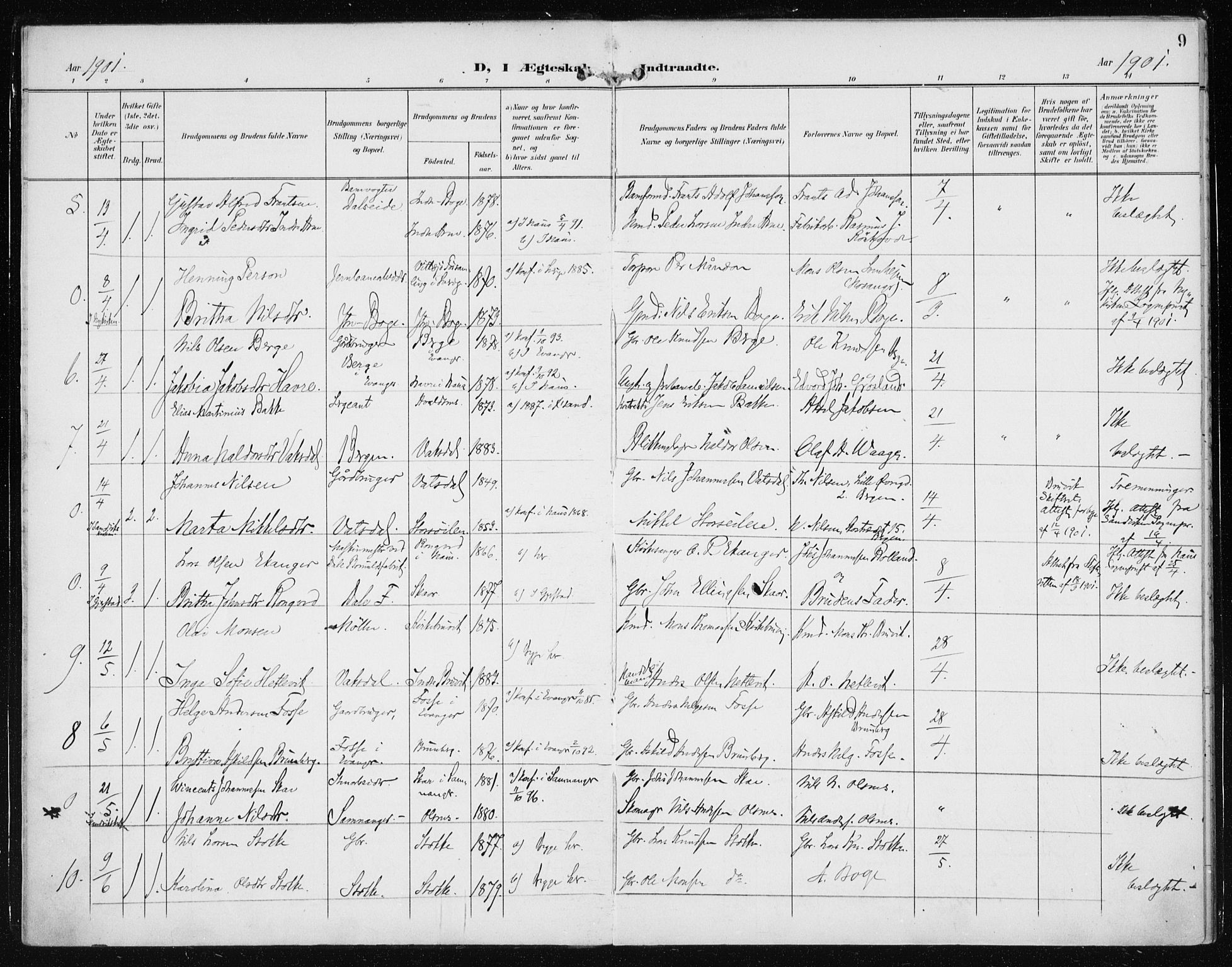 Bruvik Sokneprestembete, SAB/A-74701/H/Haa: Parish register (official) no. B  3, 1898-1919, p. 9