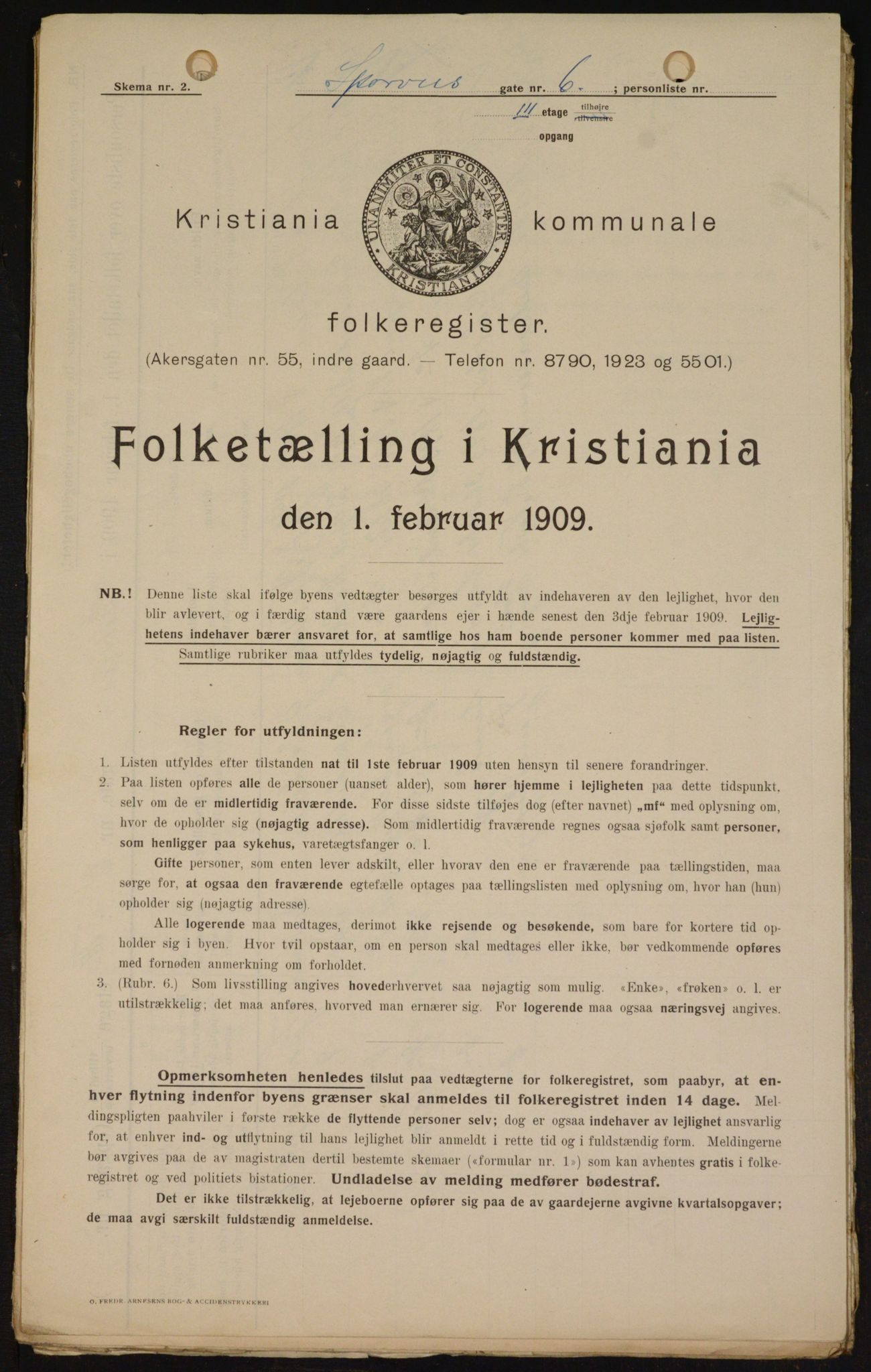 OBA, Municipal Census 1909 for Kristiania, 1909, p. 91012