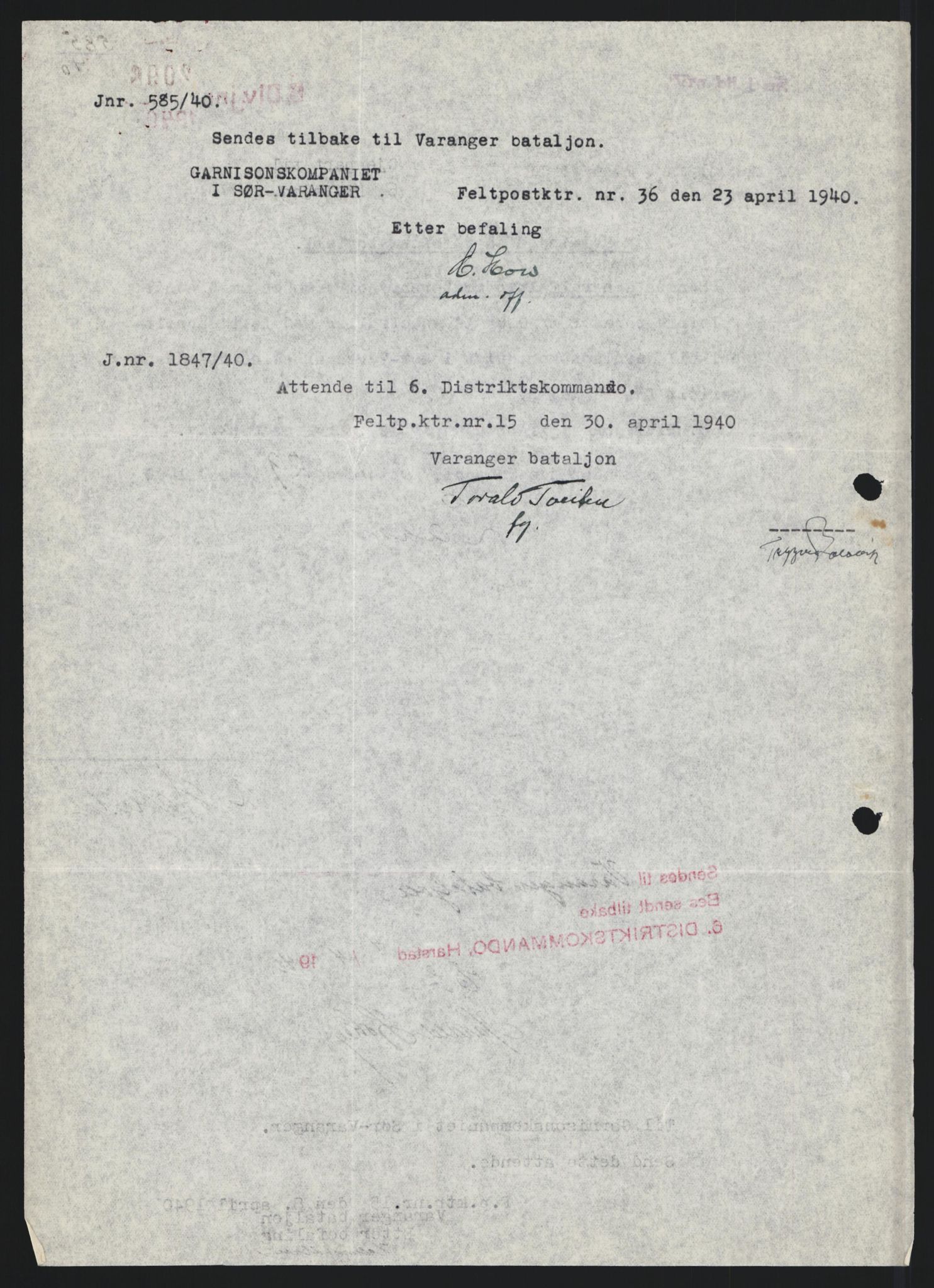 Forsvaret, Forsvarets krigshistoriske avdeling, AV/RA-RAFA-2017/Y/Yb/L0123: II-C-11-600  -  6. Divisjon med avdelinger, 1940, p. 96