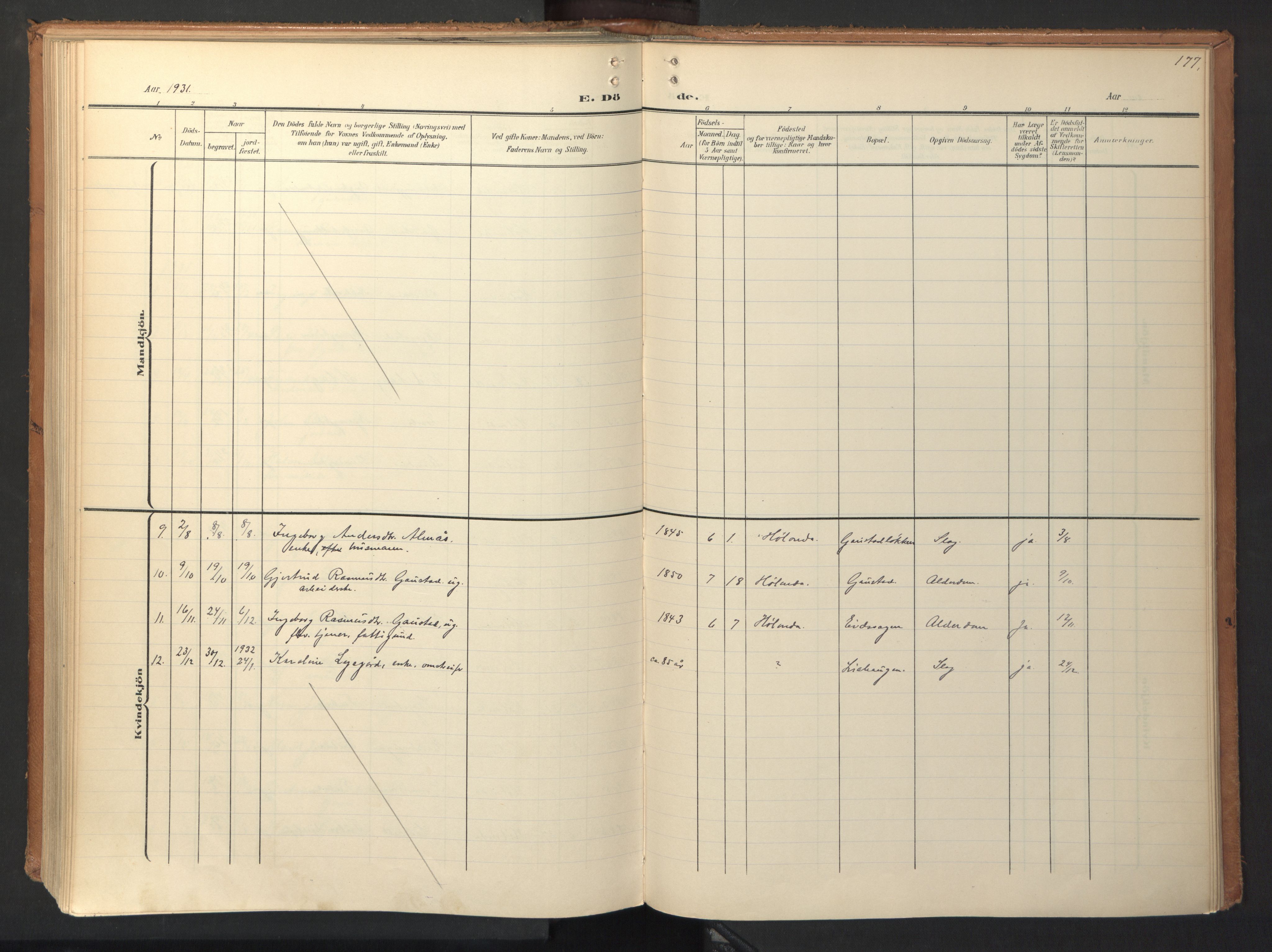 Ministerialprotokoller, klokkerbøker og fødselsregistre - Sør-Trøndelag, AV/SAT-A-1456/694/L1128: Parish register (official) no. 694A02, 1906-1931, p. 177