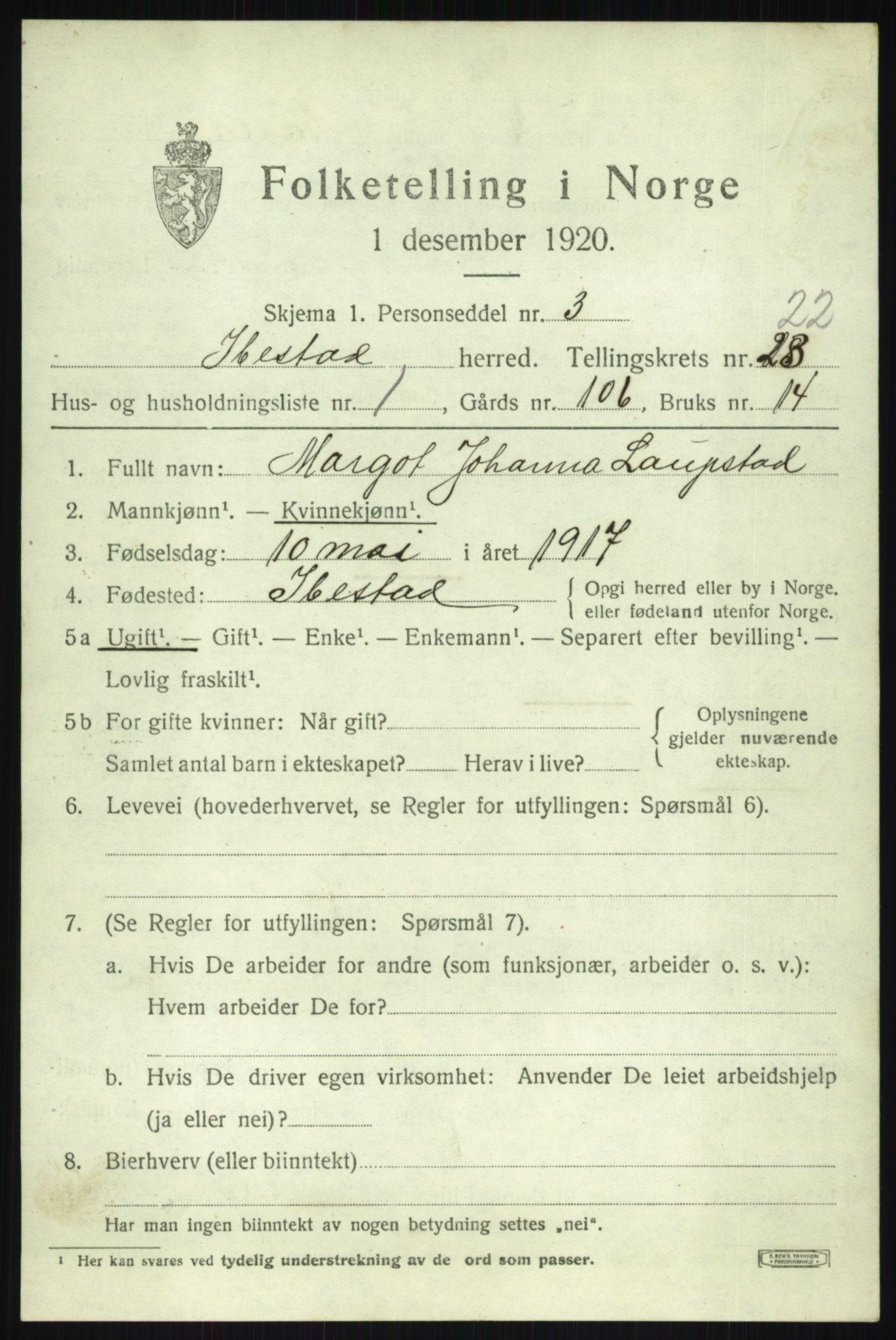 SATØ, 1920 census for Ibestad, 1920, p. 12373